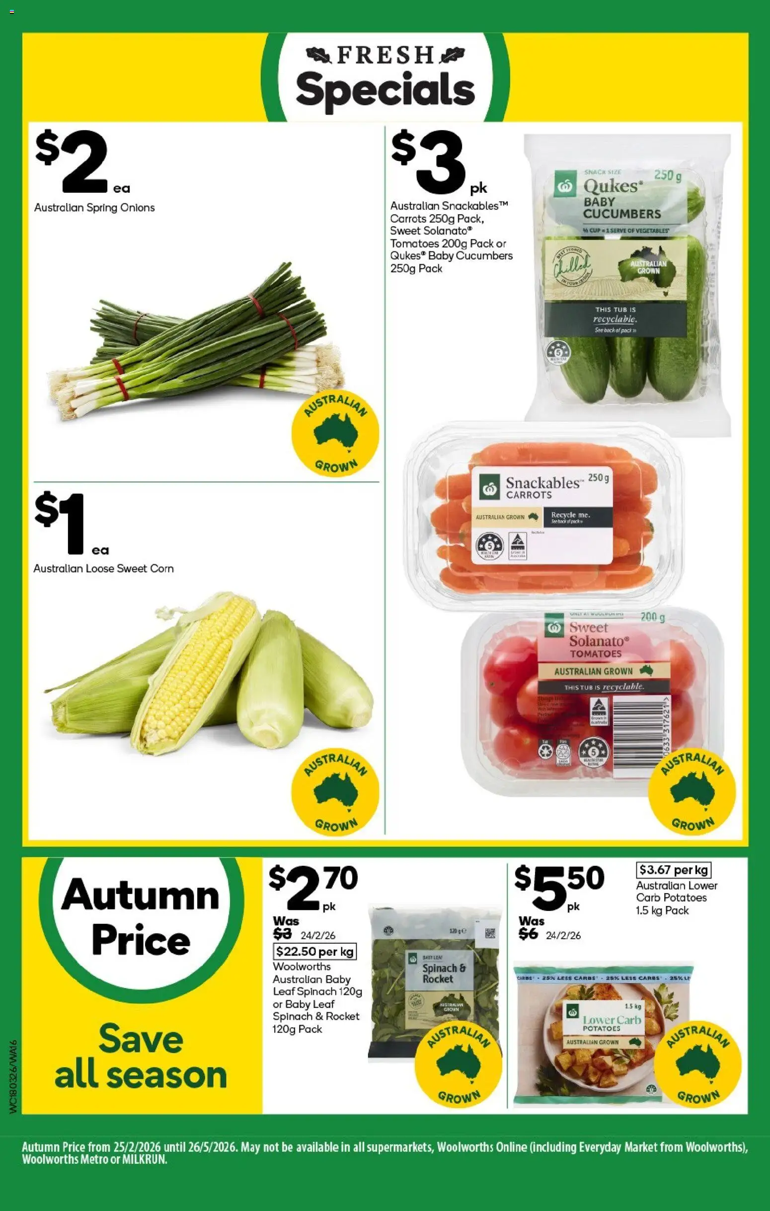 Woolworths catalogue - valid from 18.03.2026 | Page: 16 | Products: Tomatoes, Cucumbers, Potatoes, Onions