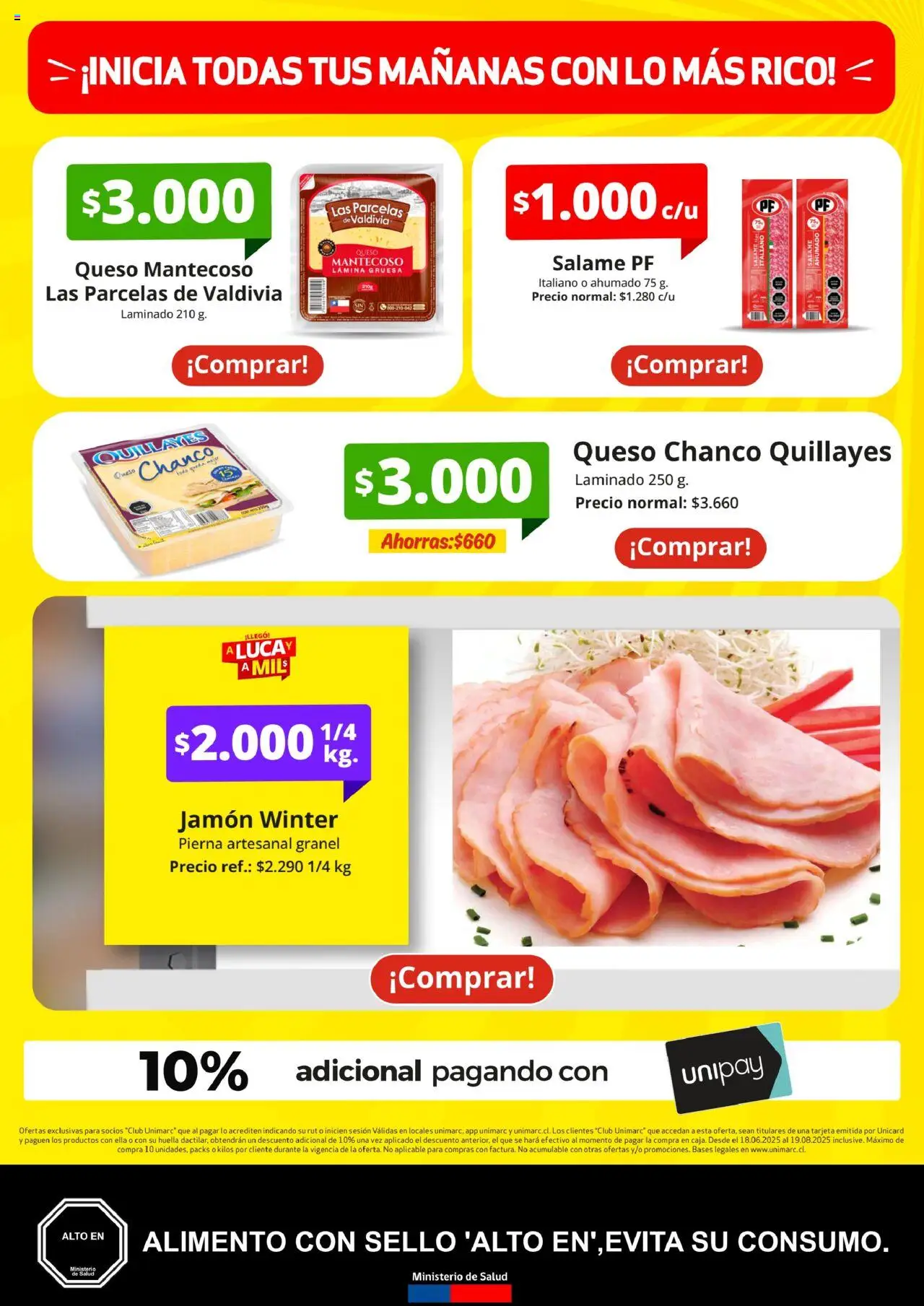Unimarc ofertas  │ válido desde el 18.06.2025 | Página: 8 | Productos: Queso, Salame, Jamón