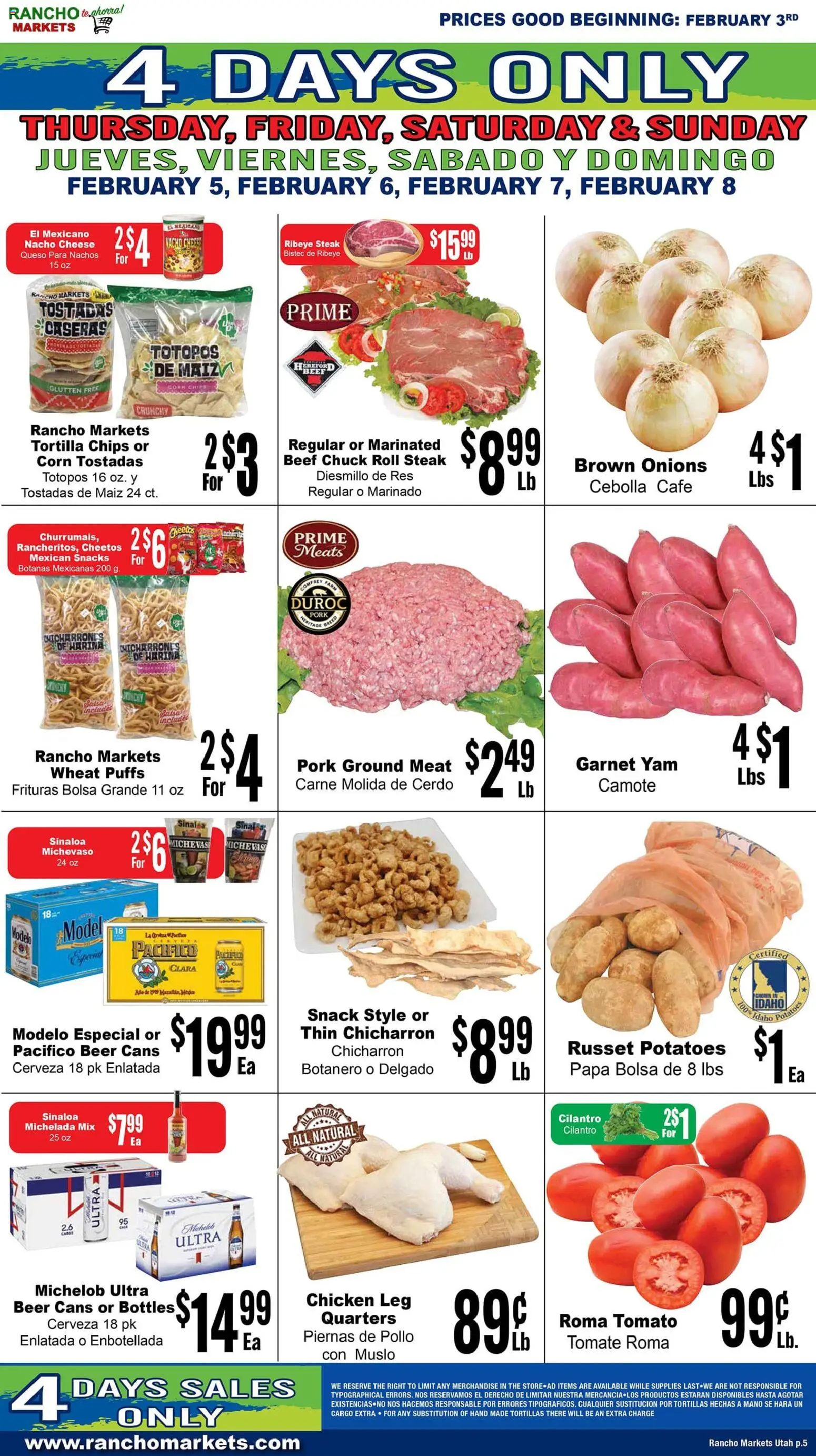 Rancho Markets Weekly Ad - valid from 03.02.2026 | Page: 5 | Products: Cheese, Pork, Chips, Sauce