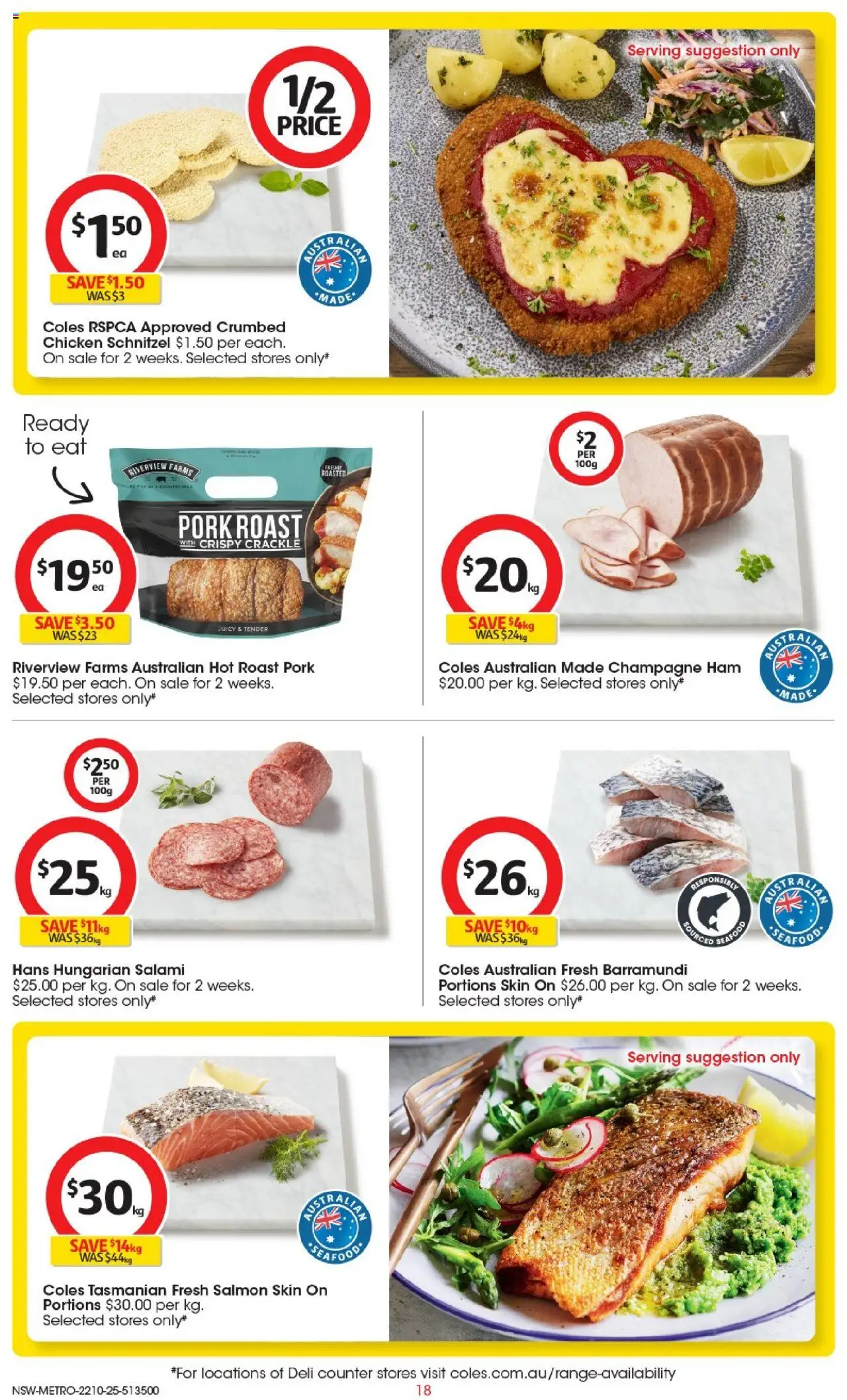 Coles catalogue - valid from 22.10.2025 | Page: 18 | Products: Salami, Ham, Chicken, Pork
