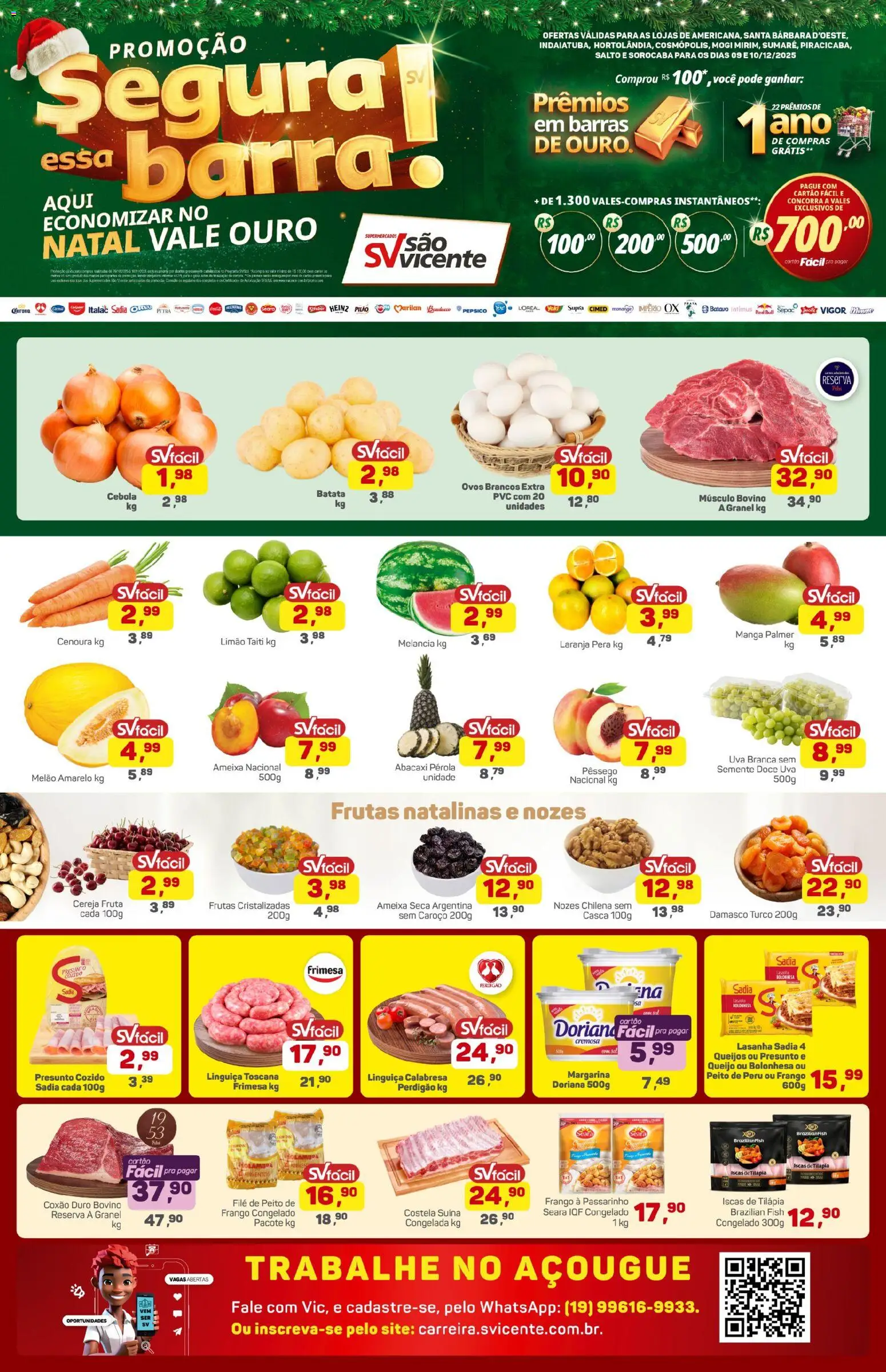 Supermercados São Vicente Folheto - válido de 09.12.2025 | Página: 1 | Produtos: Melancia, Peito de peru, Abacaxi, Margarina