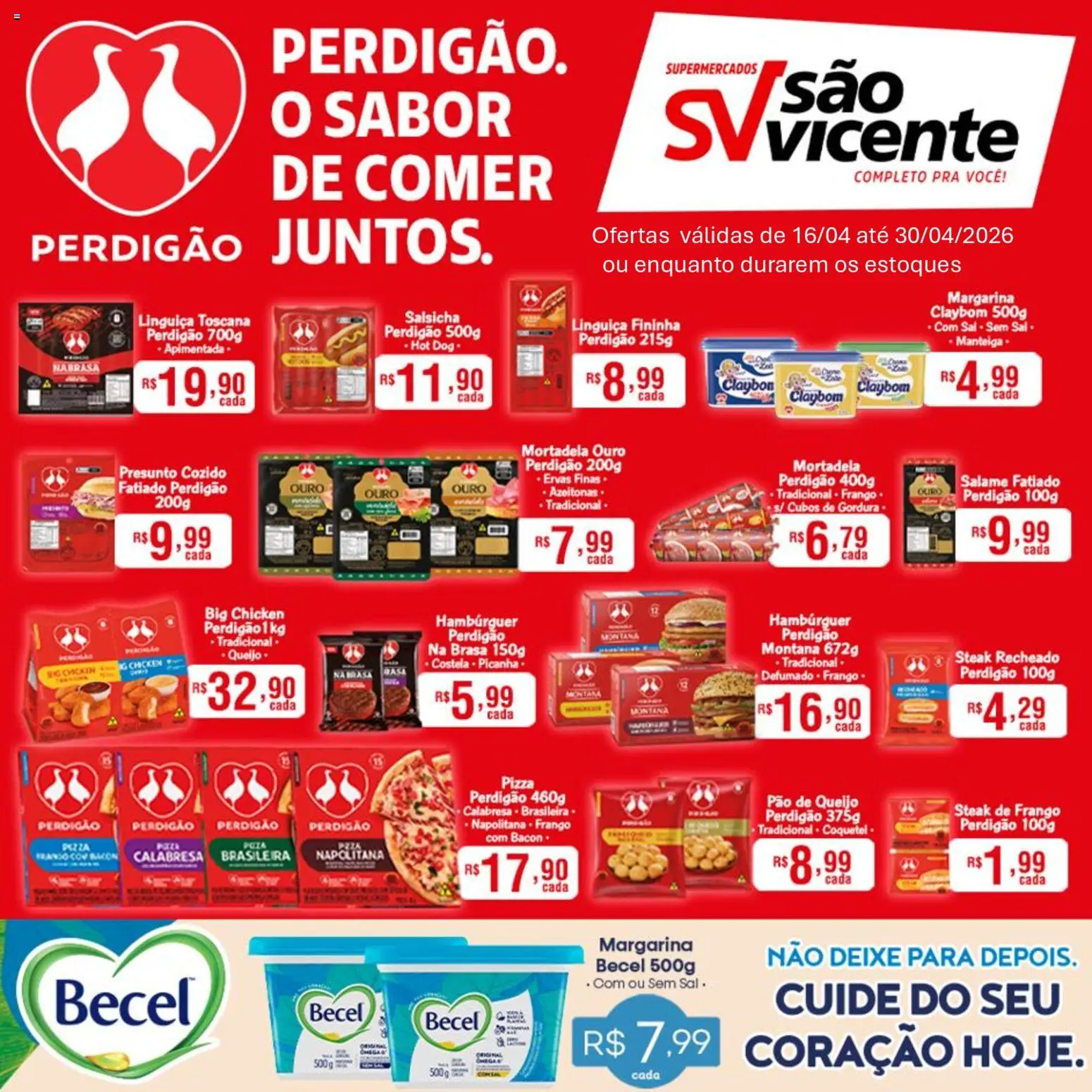 Supermercados São Vicente Folheto - válido de 16.04.2026 | Página: 1 | Produtos: Azeitonas, Salame, Presunto, Frango