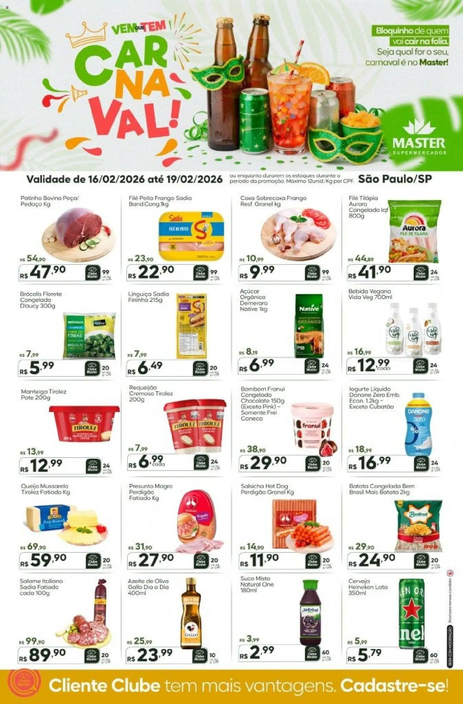 Master Folheto - válido de 16.02.2026 | Página: 1 | Produtos: Linguiça, Queijo, Brócolis, Batata