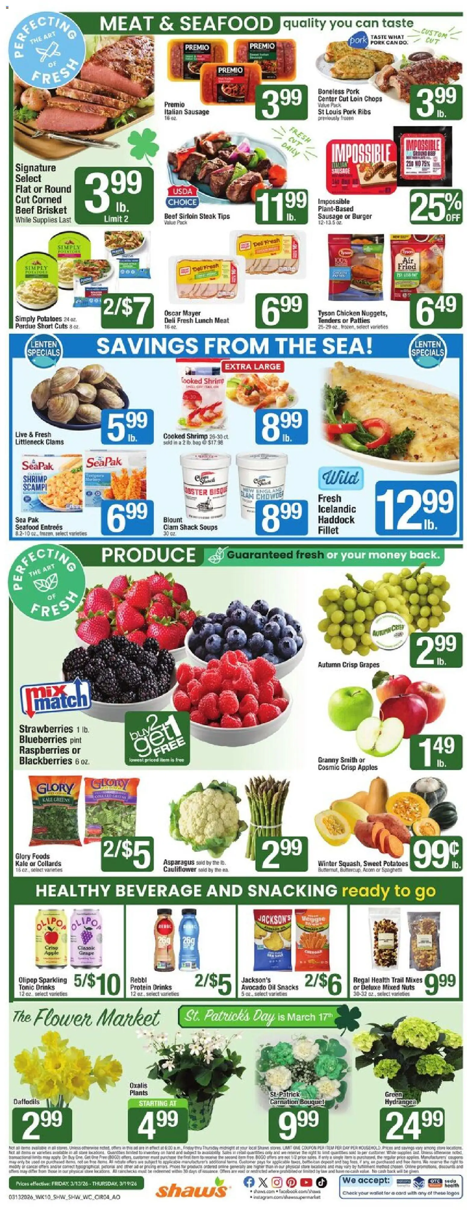 Shaw's Weekly Ad - VT - valid from 13.03.2026 | Page: 4 | Products: Asparagus, Potatoes, Cauliflower, Bag
