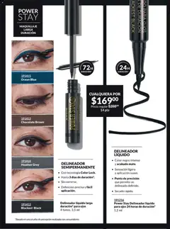 Vista previa de DELINEADOR SEMIPERMANENTE, Delineador líquido larga duración para ojos 4 tonos. 3,5 ml. Con tecnología Color Lock. Hasta 3 días de duración*. Sin correrse. Definición precisa y fácil aplicación., nuevo folleto de la tienda, válido en México a partir del 13.03.2026 | Página: 48 | Productos: Chocolate, Maquillaje, Delineador