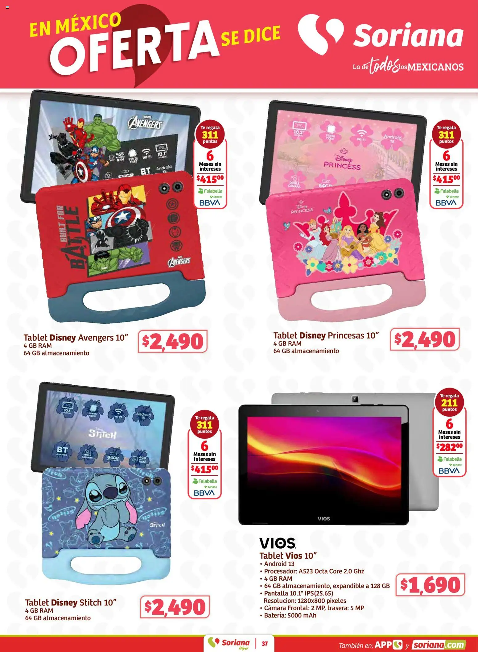 Nuevas ofertas de Soriana válidas en toda la República Mexicana desde el 02.01.2026. ¡Encuentra las mejores ofertas en Soriana - Preciazazaso Híper: Frontera BCN, Son! | Página: 37 | Productos: Tablet, Cámara, Té, Batería