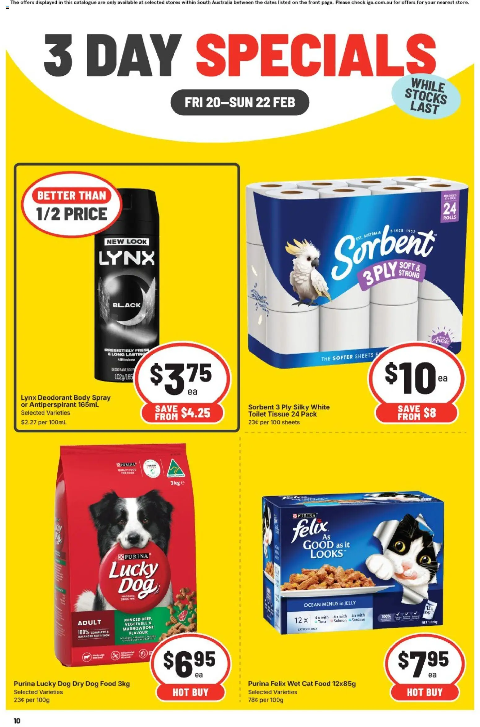 IGA catalogue - valid from 20.02.2026 | Page: 4 | Products: Toilet, Antiperspirant, Dog food, Tuna