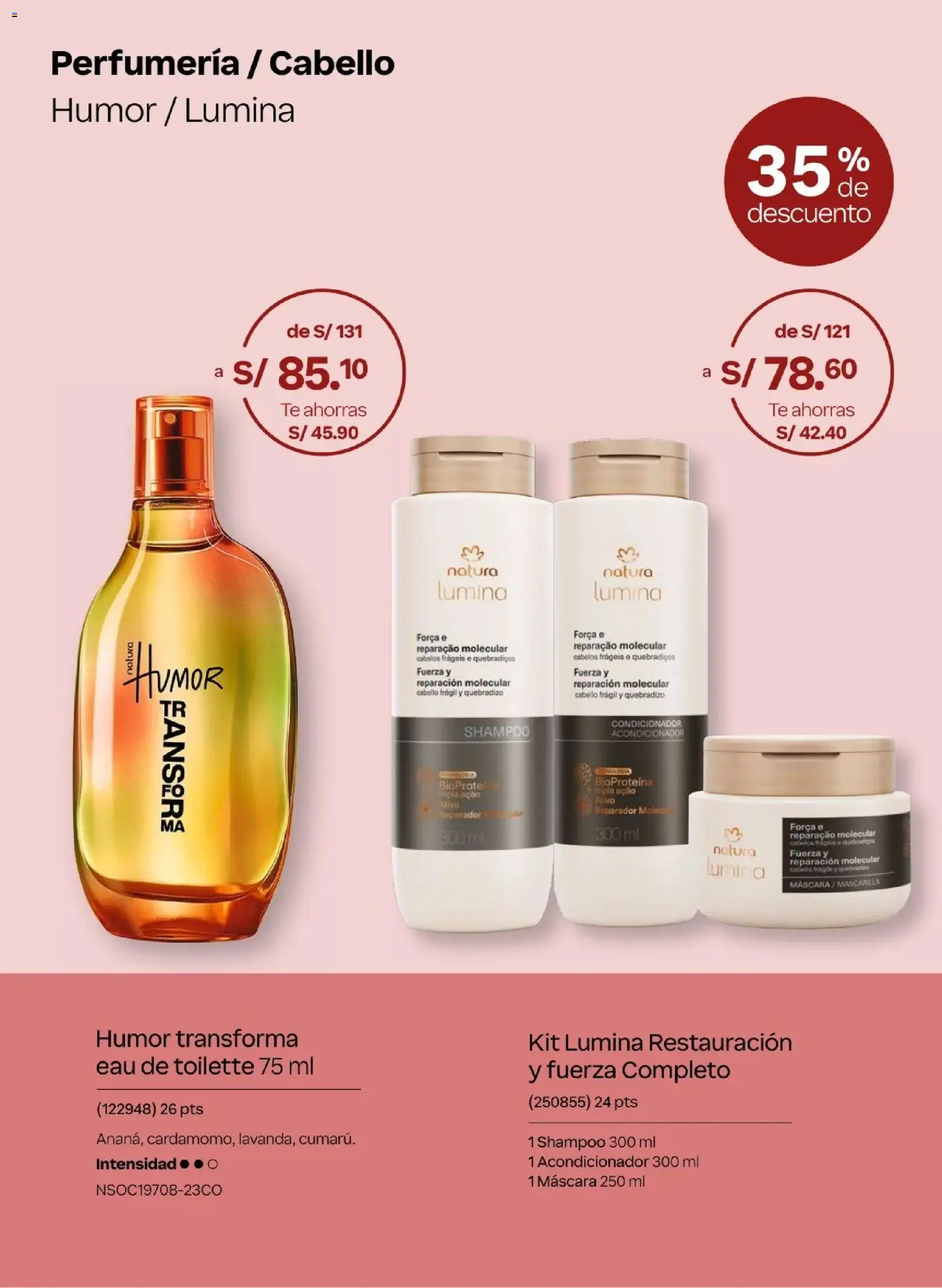 Catálogo Natura válido desde 31.03.2026 | Página: 36 | Productos: Máscara, Shampoo, Acondicionador, Té
