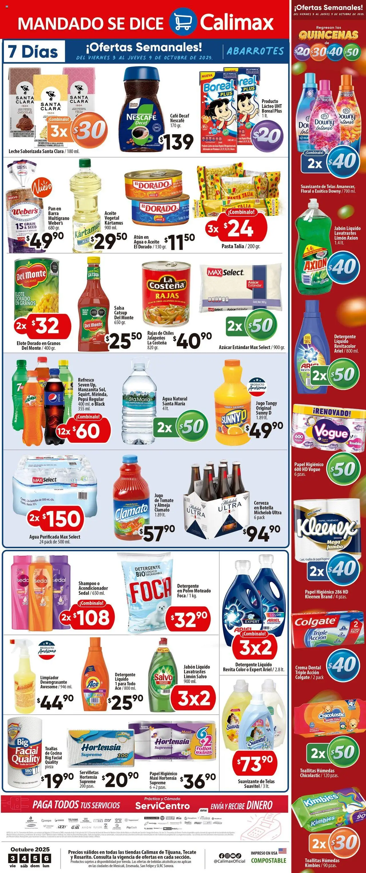 Nuevas ofertas de Calimax válidas en toda la República Mexicana desde el 03.10.2025. ¡Encuentra las mejores ofertas en Calimax - Folleto Tijuana! | Página: 6 | Productos: Limón, Cereales, Limpiador, Salsa de tomate