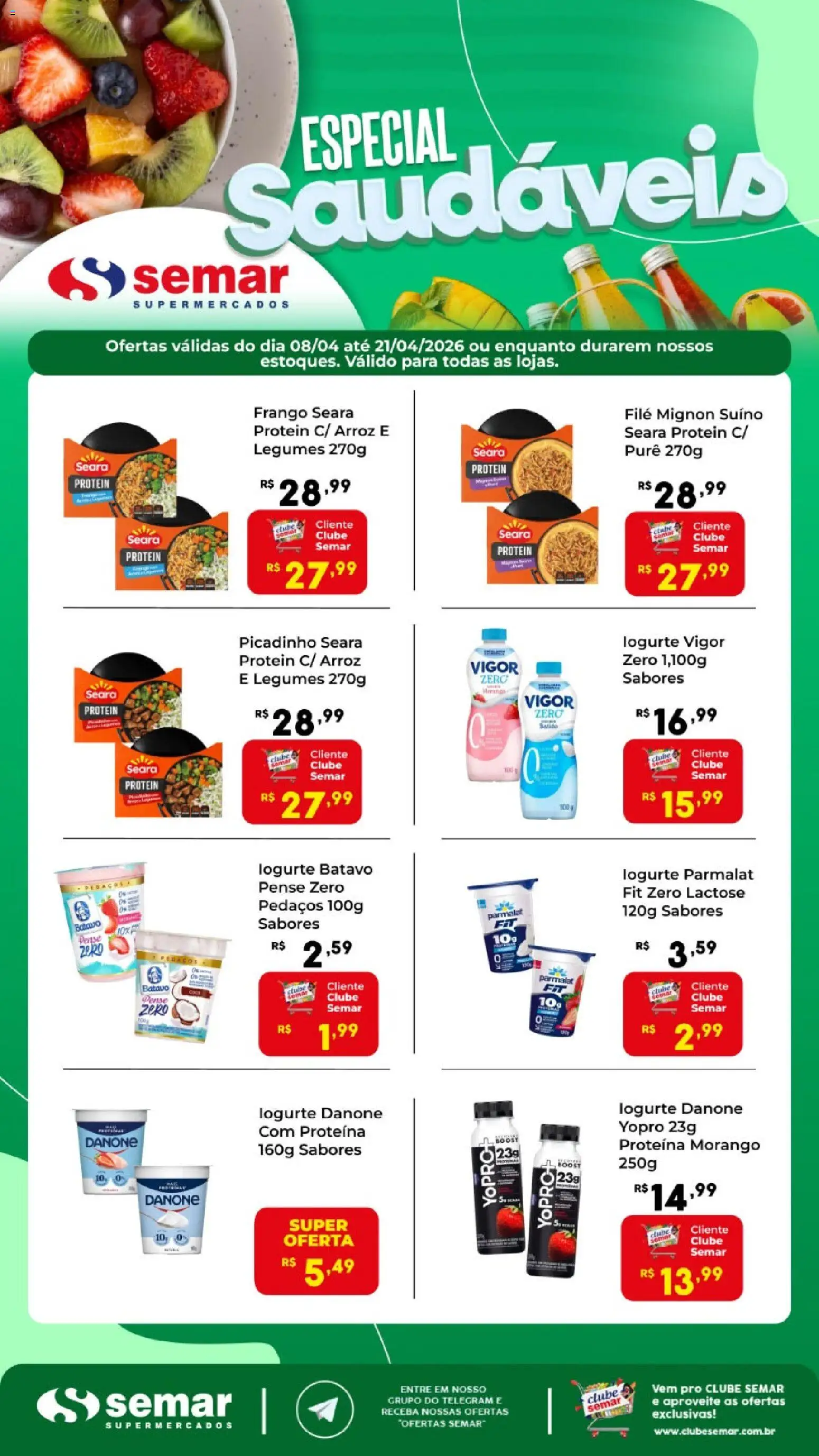 Semar Supermercado Folheto - válido de 08.04.2026 | Página: 1 | Produtos: Filé mignon, Arroz, Frango
