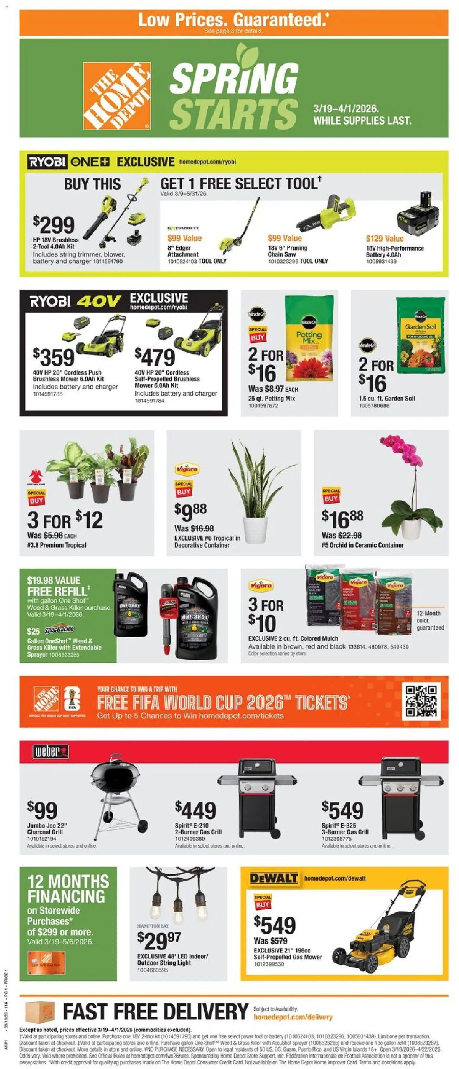 Home Depot Local Ad - NY - valid from 19.03.2026 | Page: 1 | Products: Chain Saw, Edger, Mower, Battery