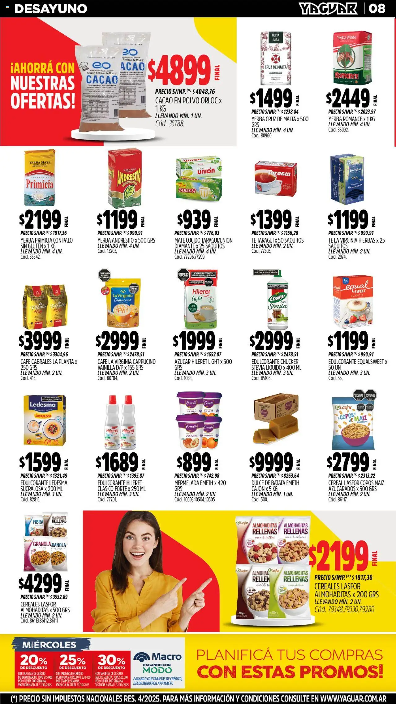 Yaguar - Misiones │ válido desde el 20.10.2025 | Página: 8 | Productos: Mate, Banco, Batata, Cereales