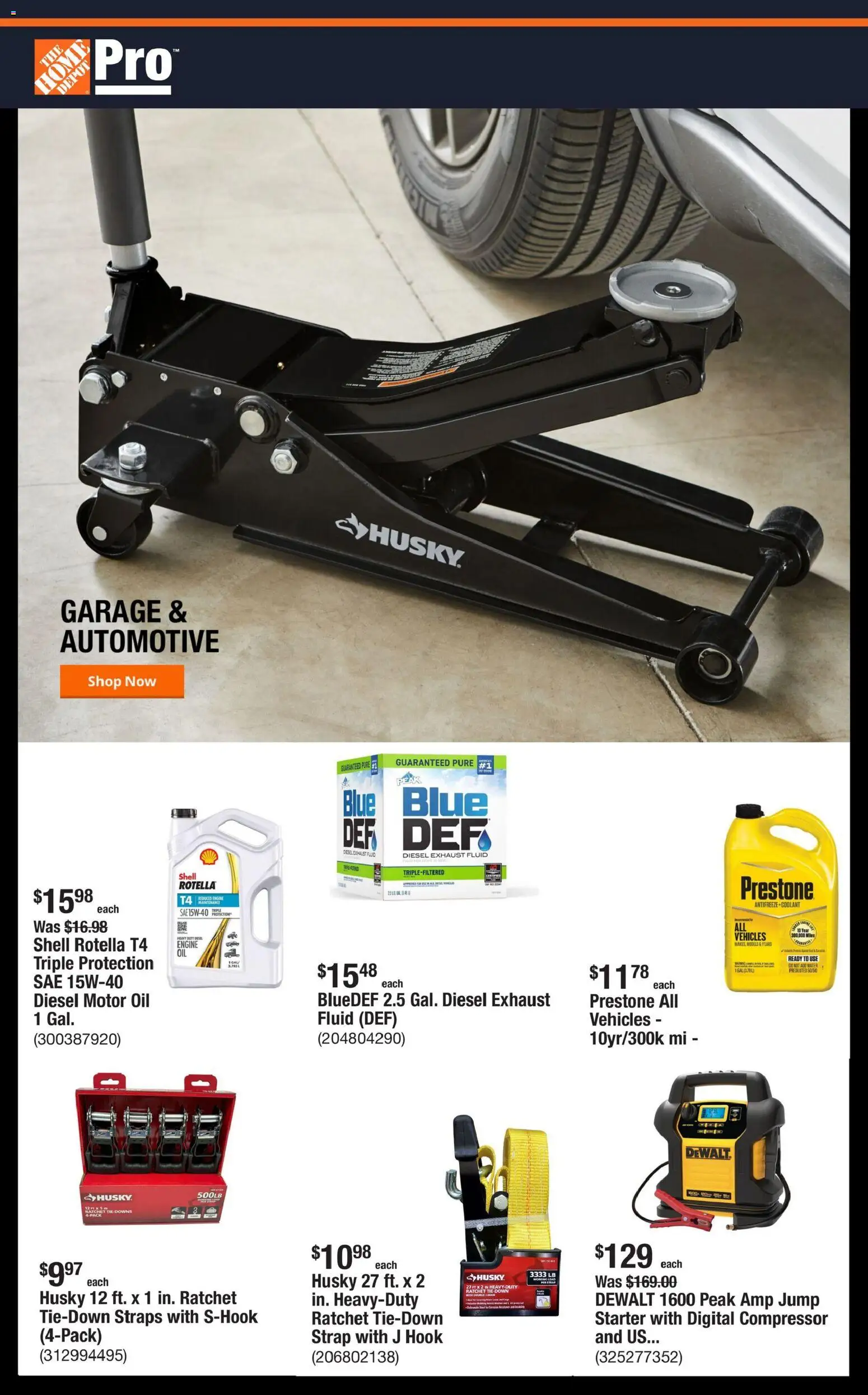 Home Depot Shop Pro Ad - CA - valid from 05.01.2026 | Page: 1 | Products: Hook, Oil, Water, Antifreeze
