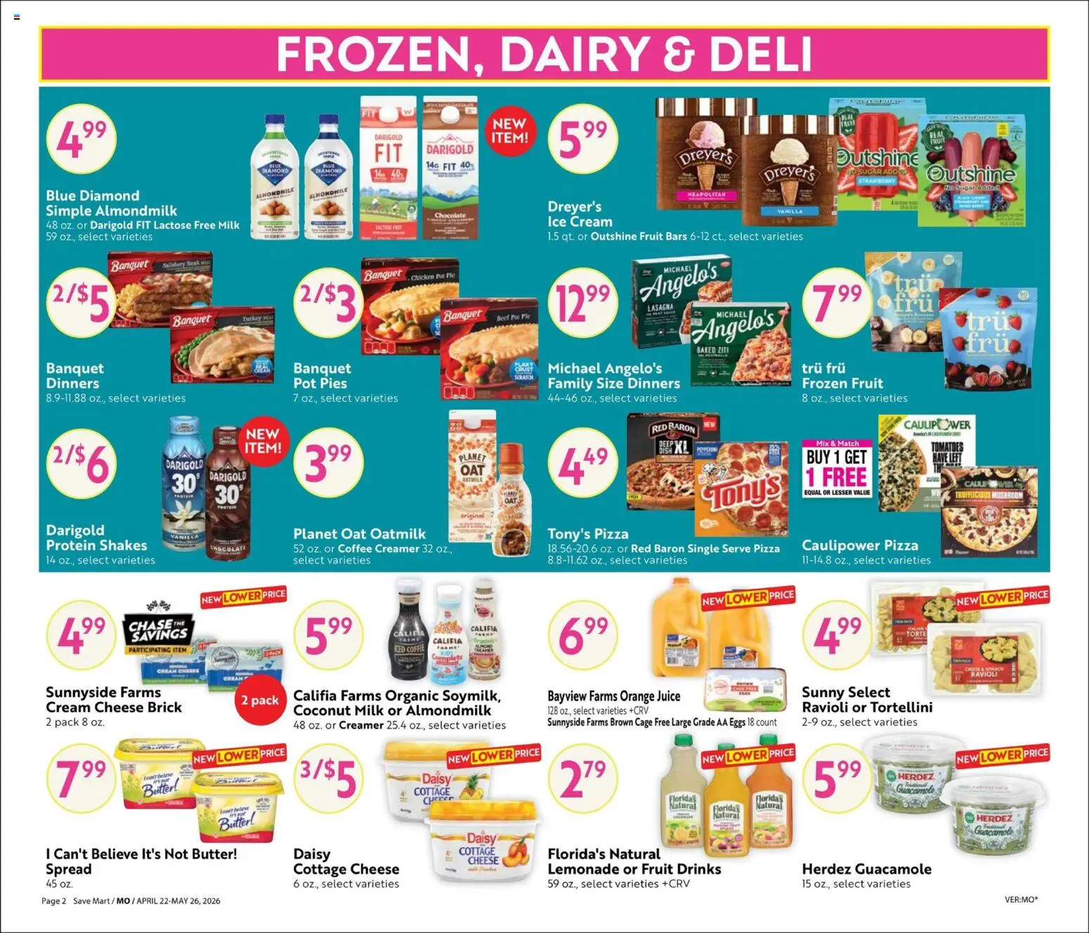 Save Mart Big Book of Savings - valid from 22.04.2026 | Page: 2 | Products: Cheese, Tomatoes, Cottage cheese, Ice cream