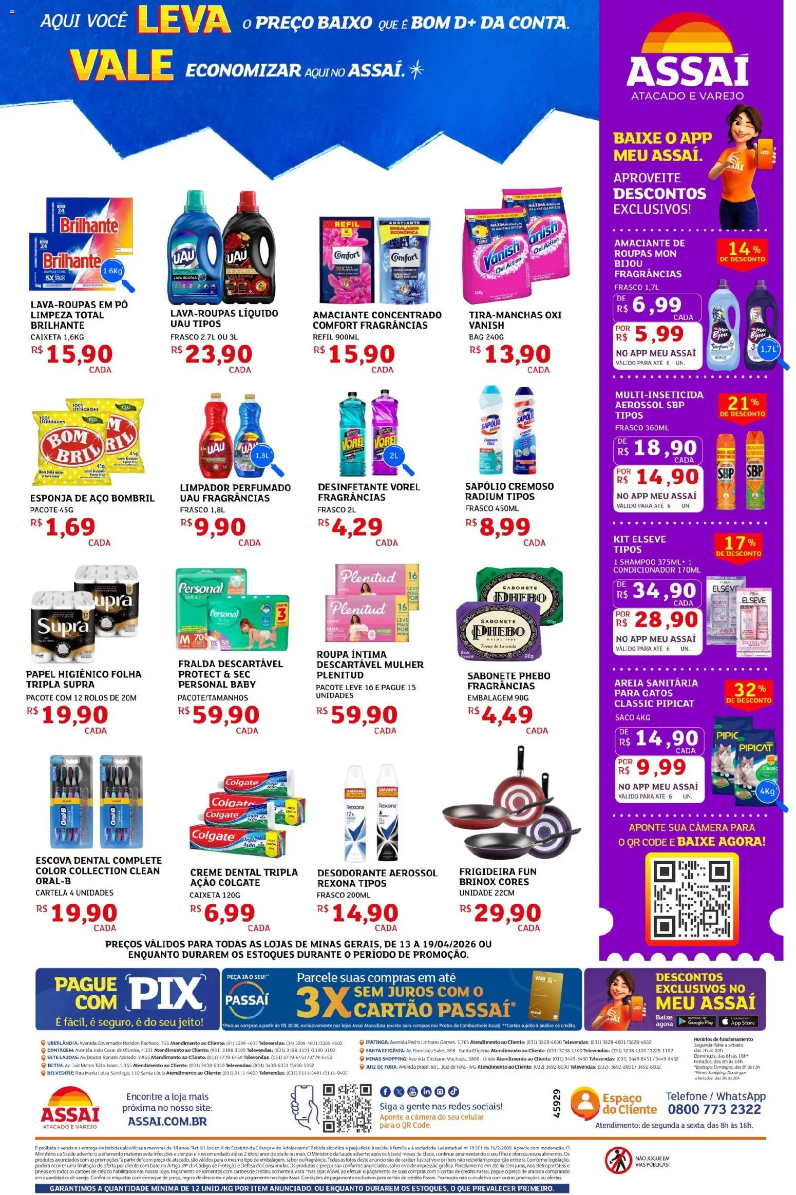 Assaí Atacadista Folheto - válido de 13.04.2026 | Página: 4 | Produtos: Areia, Baixo, Vanish, Desinfetante