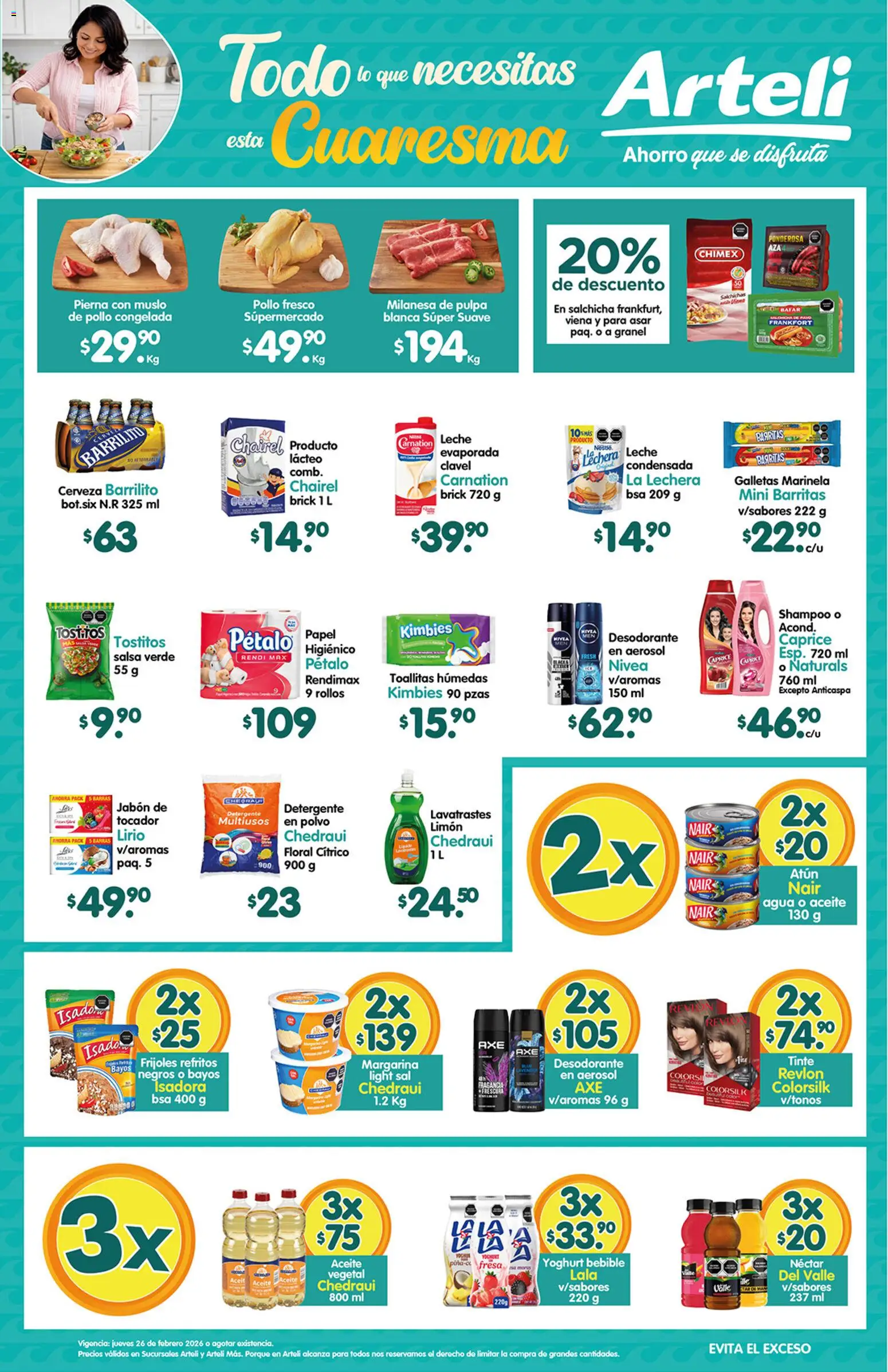 Nuevas ofertas de Arteli válidas en toda la República Mexicana desde el 26.02.2026. ¡Encuentra las mejores ofertas en Arteli folleto Express! | Página: 1 | Productos: Atún, Leche, Aceite, Polvo