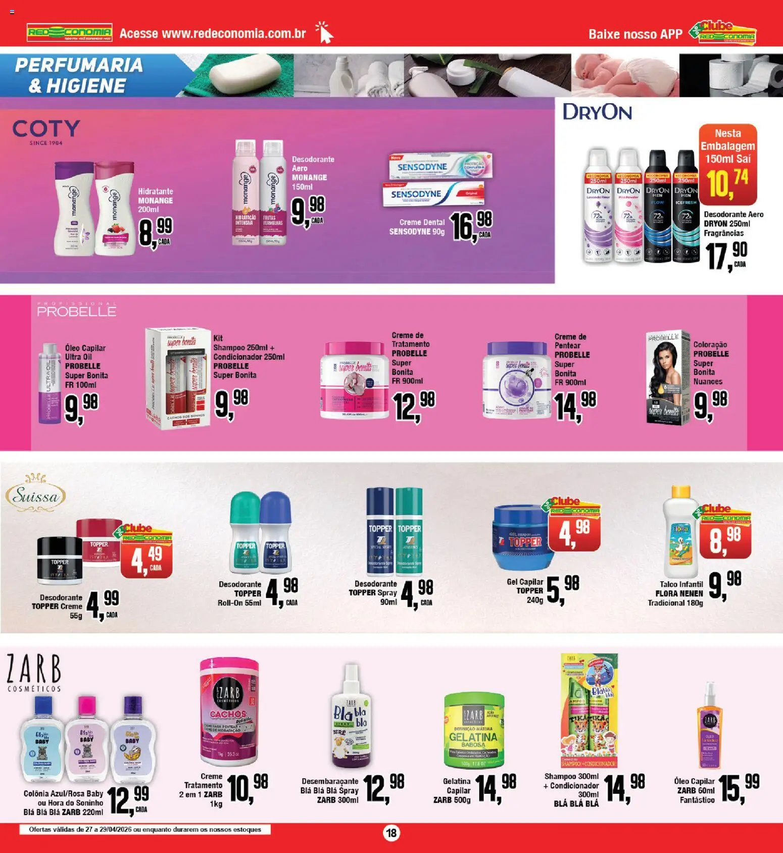 RedEconomia Folheto - válido de 27.04.2026 | Página: 18 | Produtos: Talco, Óleo, Creme, Gelatina