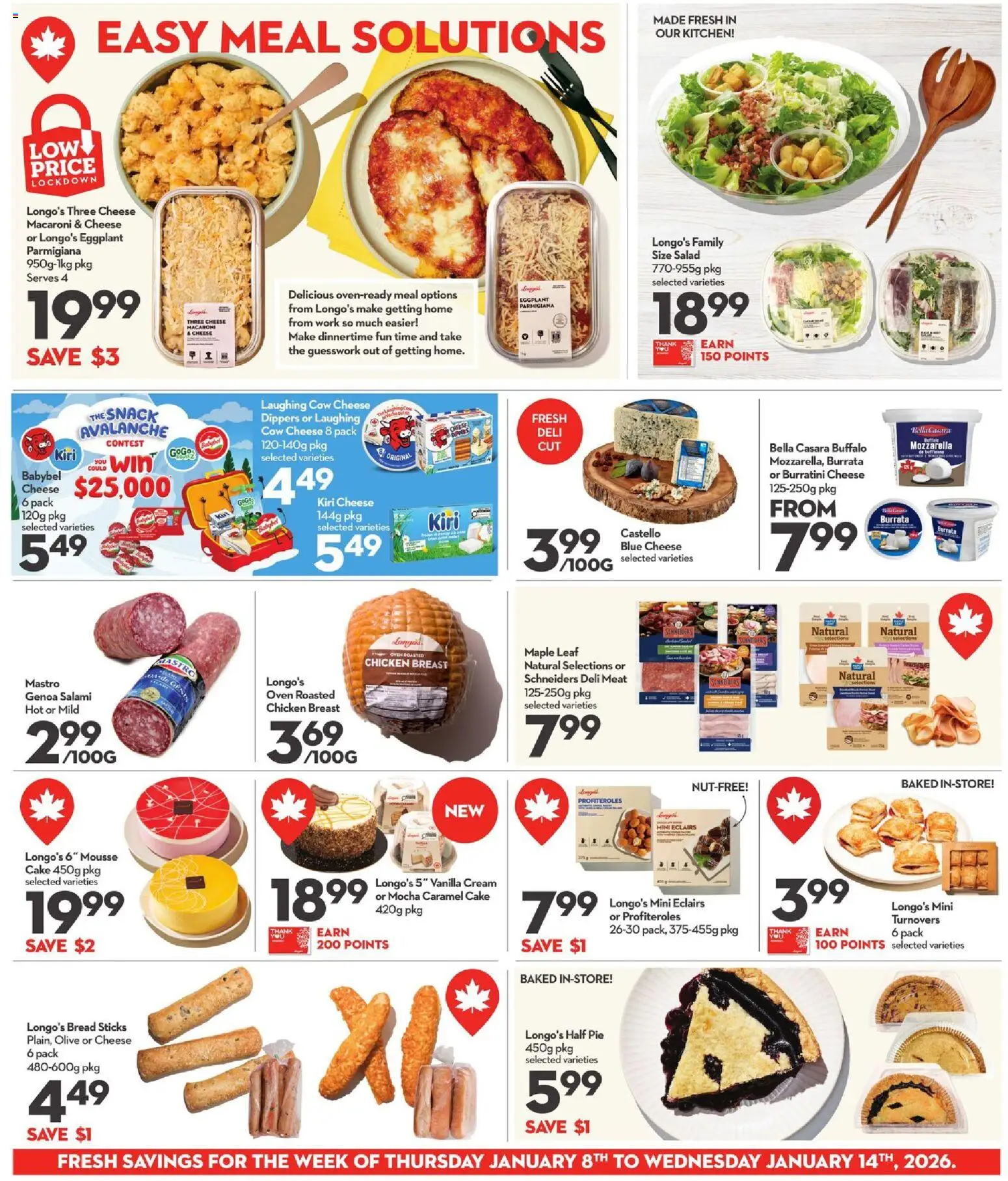 Longo's flyer valid from 08.01.2026 | Page: 5 | Products: Cream, Salad, Bread, Salami