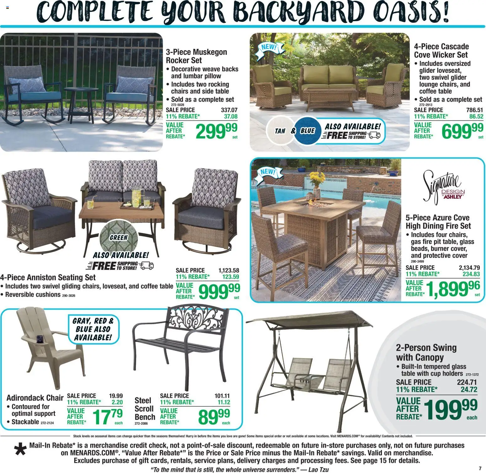 Menards Weekly Ad - valid from 30.04.2026 | Page: 9 | Products: Pillow, Coffee table, Swivel, Coffee