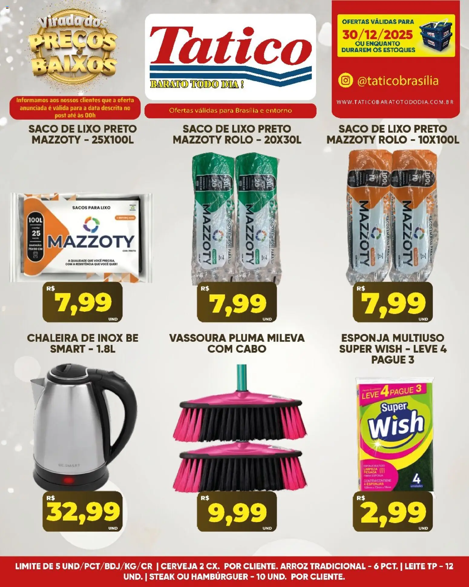 Tatico Folheto - válido de 30.12.2025 | Página: 16 | Produtos: Esponja, Leite, Hambúrguer, Vassoura