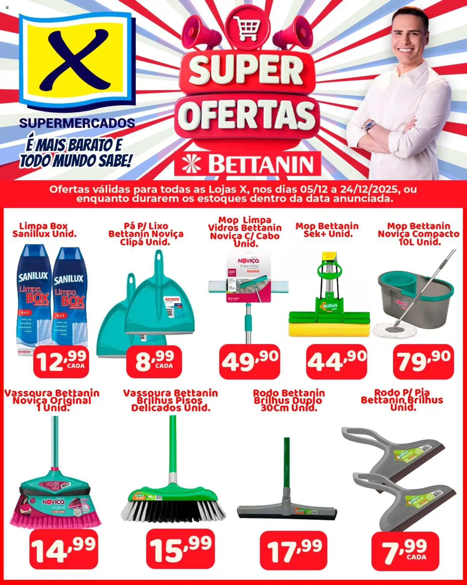 X Supermercados Folheto - válido de 05.12.2025 | Página: 1 | Produtos: Mop, Limpa vidros, Cabo, Rodo