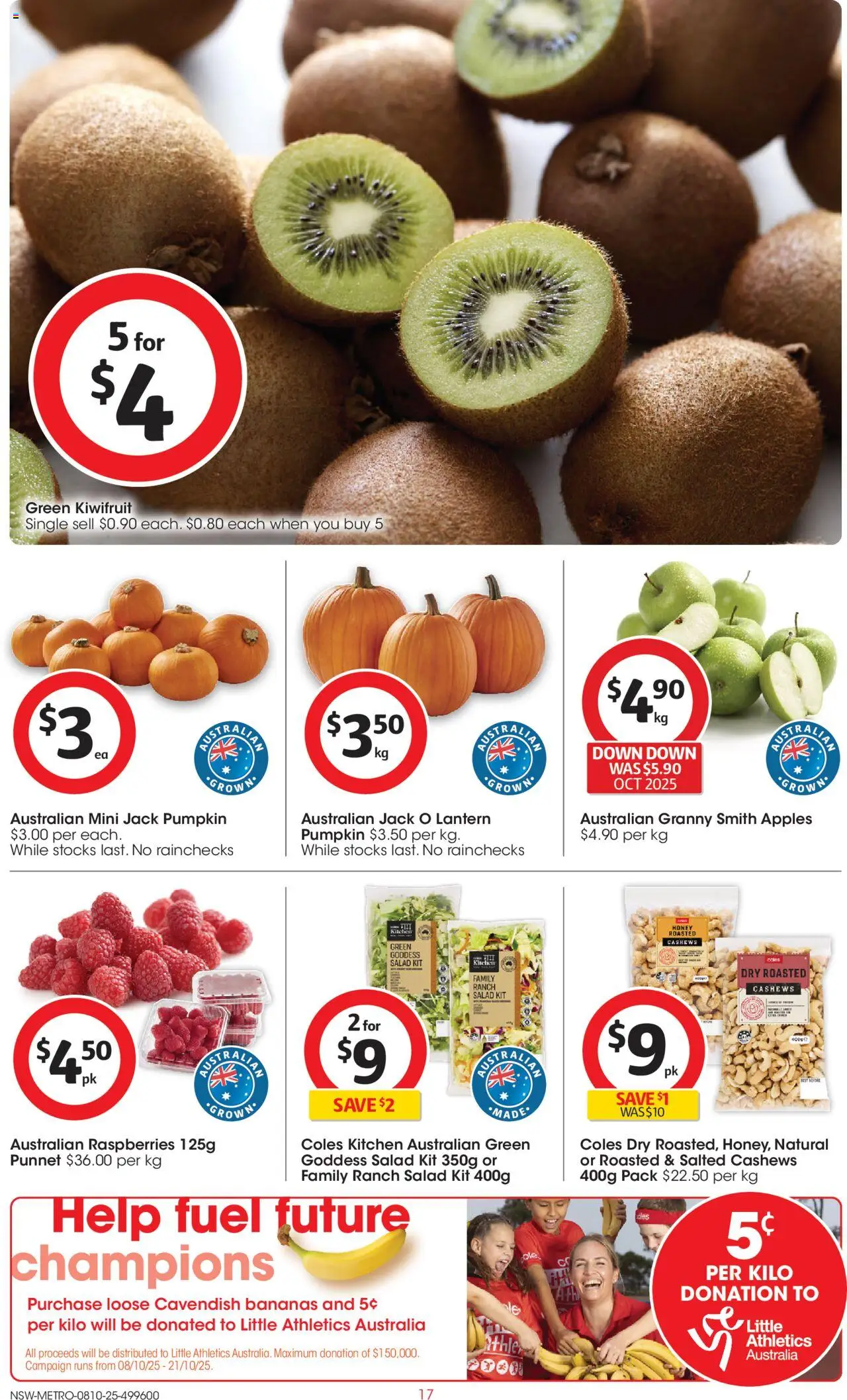 Coles catalogue - valid from 08.10.2025 | Page: 17 | Products: Apples, Bananas, Kiwifruit, Salad
