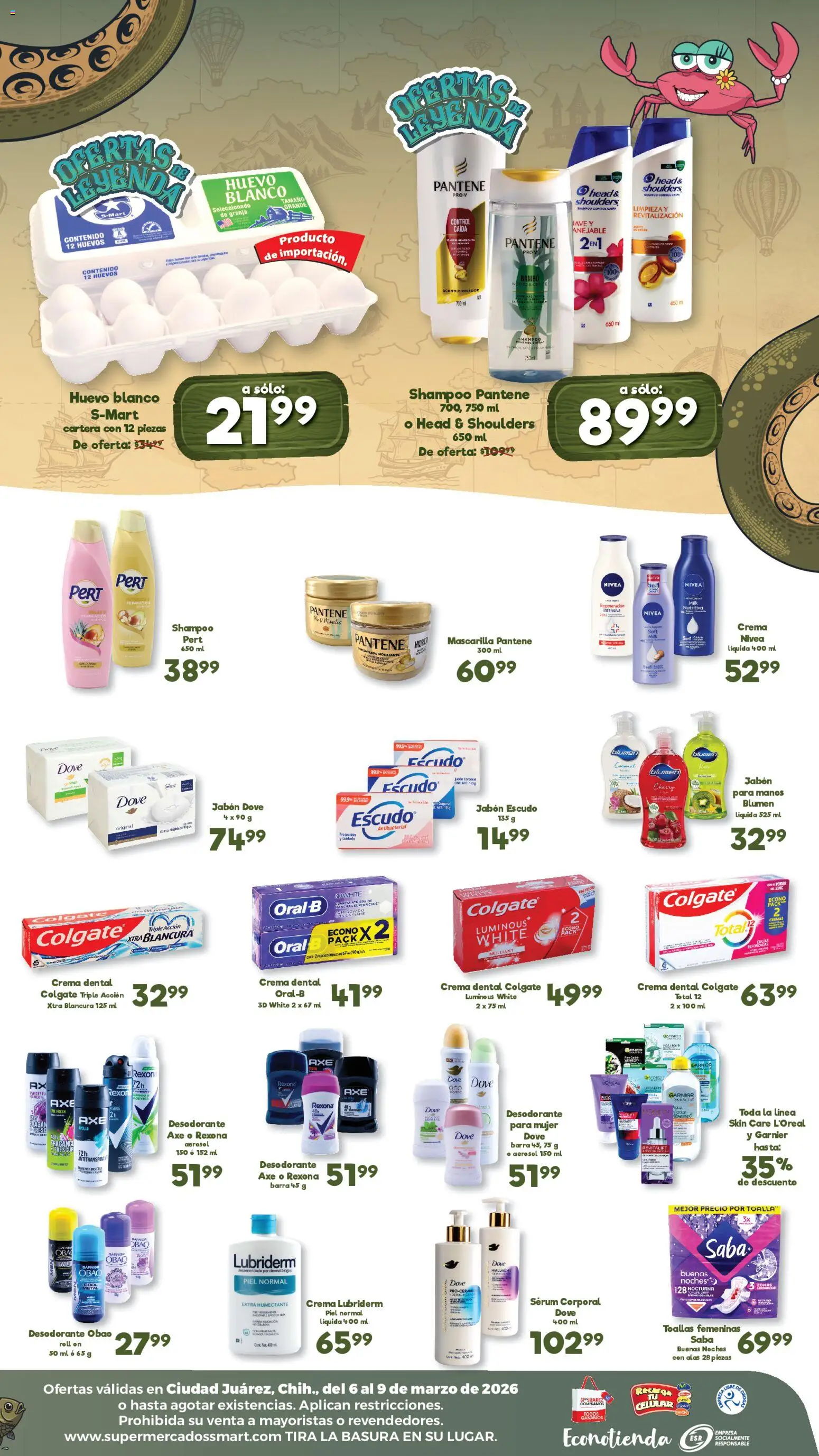 Nuevas ofertas de S-Mart válidas en toda la República Mexicana desde el 06.03.2026. ¡Encuentra las mejores ofertas en S-Mart folleto Ofertas de feria Juárez! | Página: 2 | Productos: Desodorante, Barra, Acondicionador, Jabón