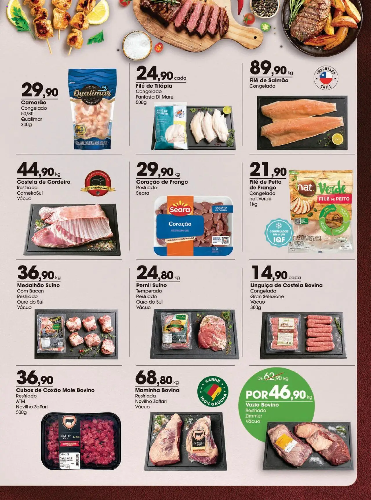 Zaffari Folheto - válido de 07.10.2025 | Página: 9 | Produtos: Salmão, Linguiça, Coração de frango, Camarão