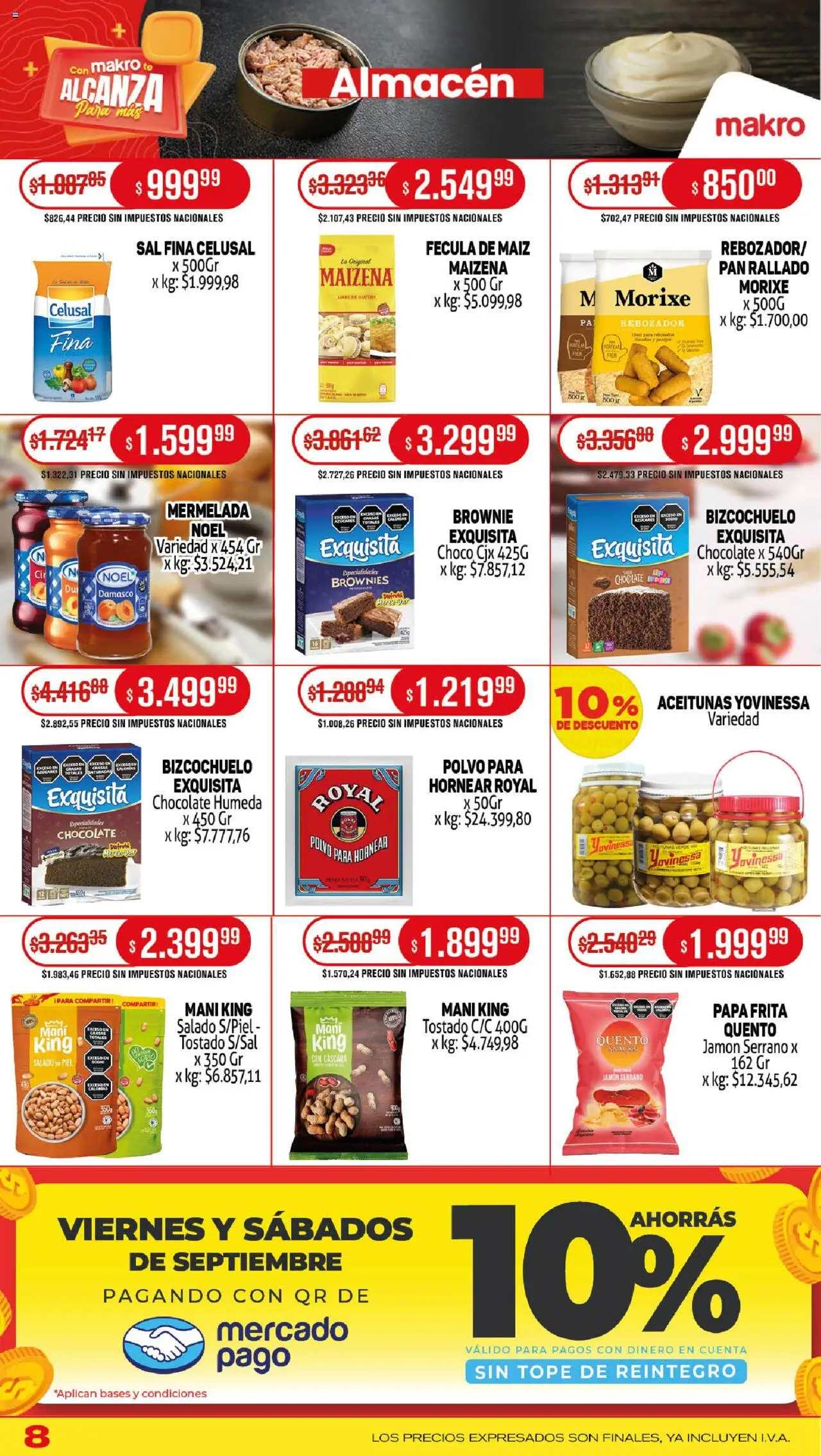 Makro ofertas │ válido desde el 18.09.2025 | Página: 8 | Productos: Papa, Mani, Chocolate, Té