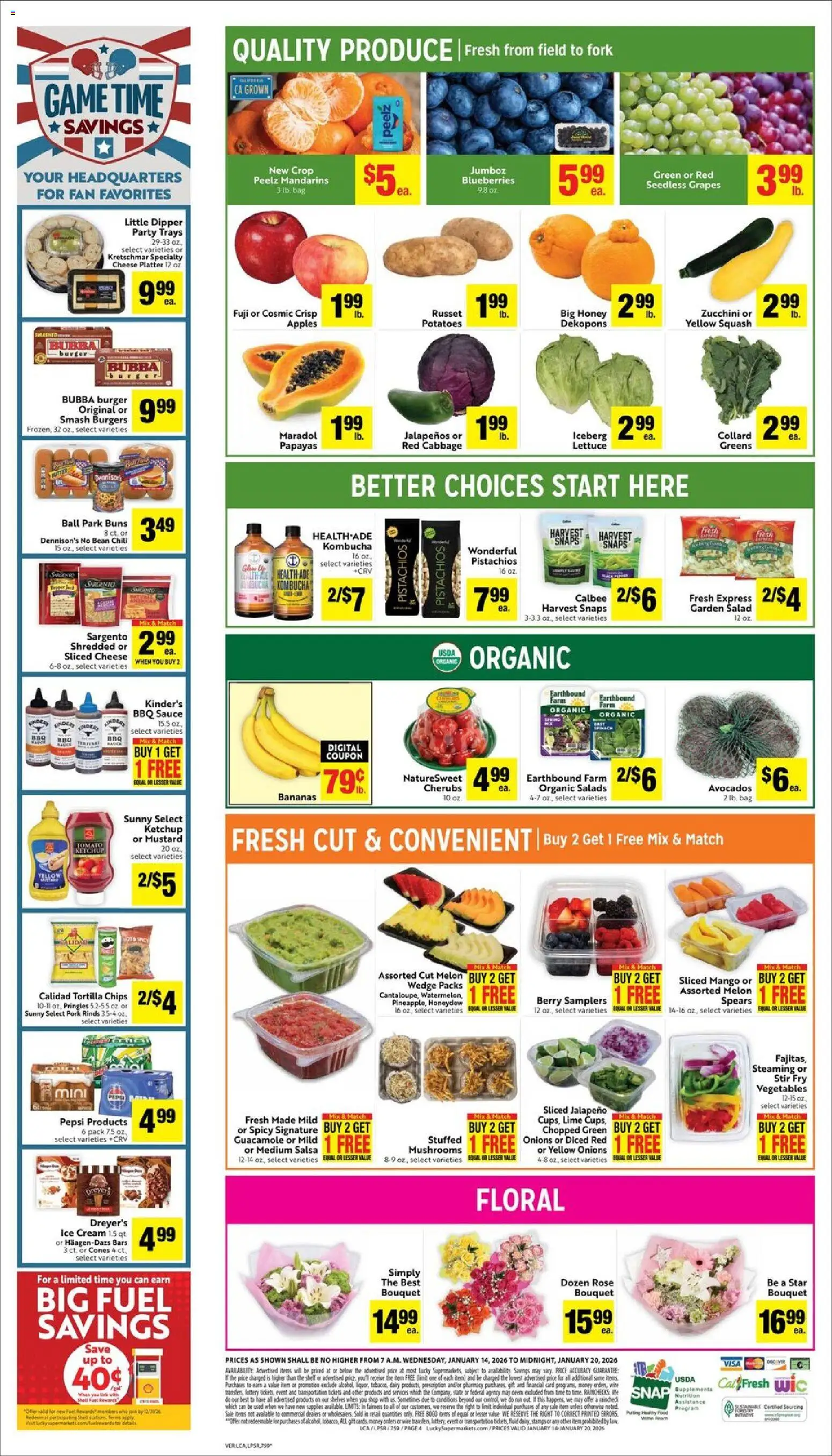 Lucky Supermarkets Weekly - AK - valid from 14.01.2026 | Page: 4 | Products: Squash, Bananas, Chips, Mango