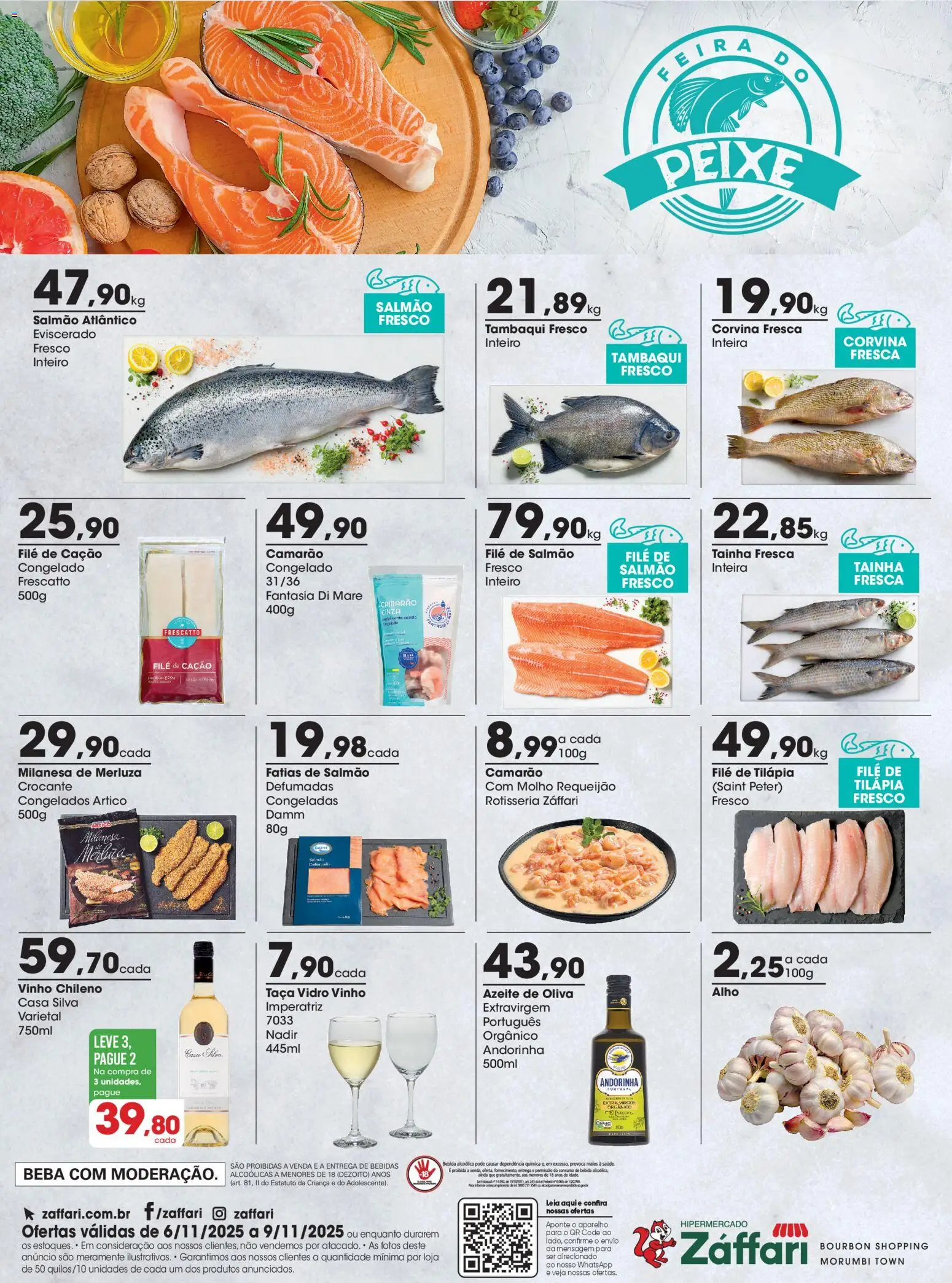 Zaffari Folheto - válido de 06.11.2025 | Página: 1 | Produtos: Salmão, Fantasia, Tilápia, Bourbon