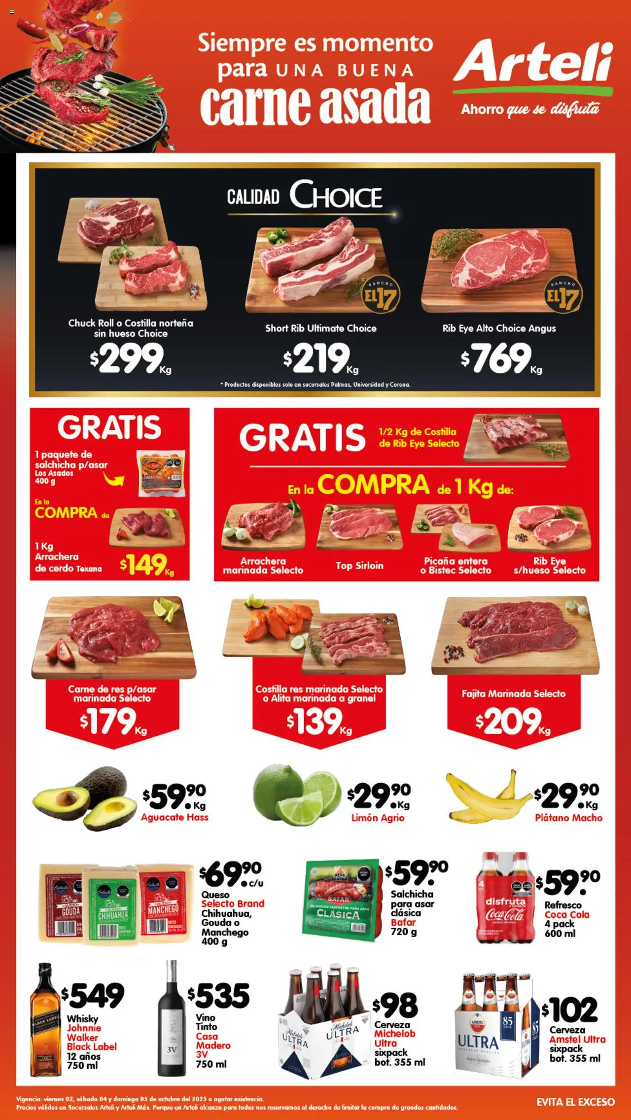 Nuevas ofertas de Arteli válidas en toda la República Mexicana desde el 03.10.2025. ¡Encuentra las mejores ofertas en Arteli - Folleto Arteli Carnes & Cortes! | Página: 1 | Productos: Refresco, Limón, Queso, Short