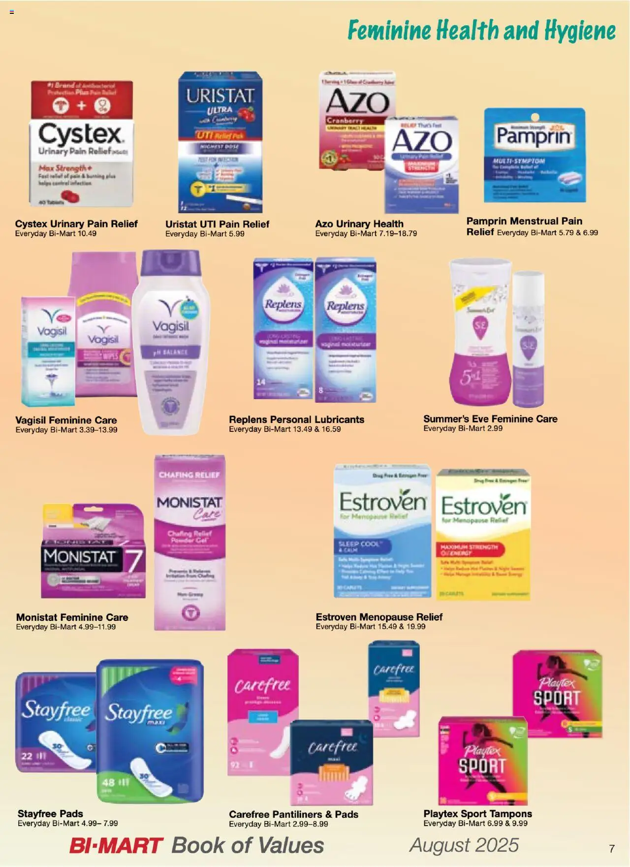 Bi-Mart August Health & Beauty Digest - valid from 01.08.2025 | Page: 7 | Products: Pads, Tampons