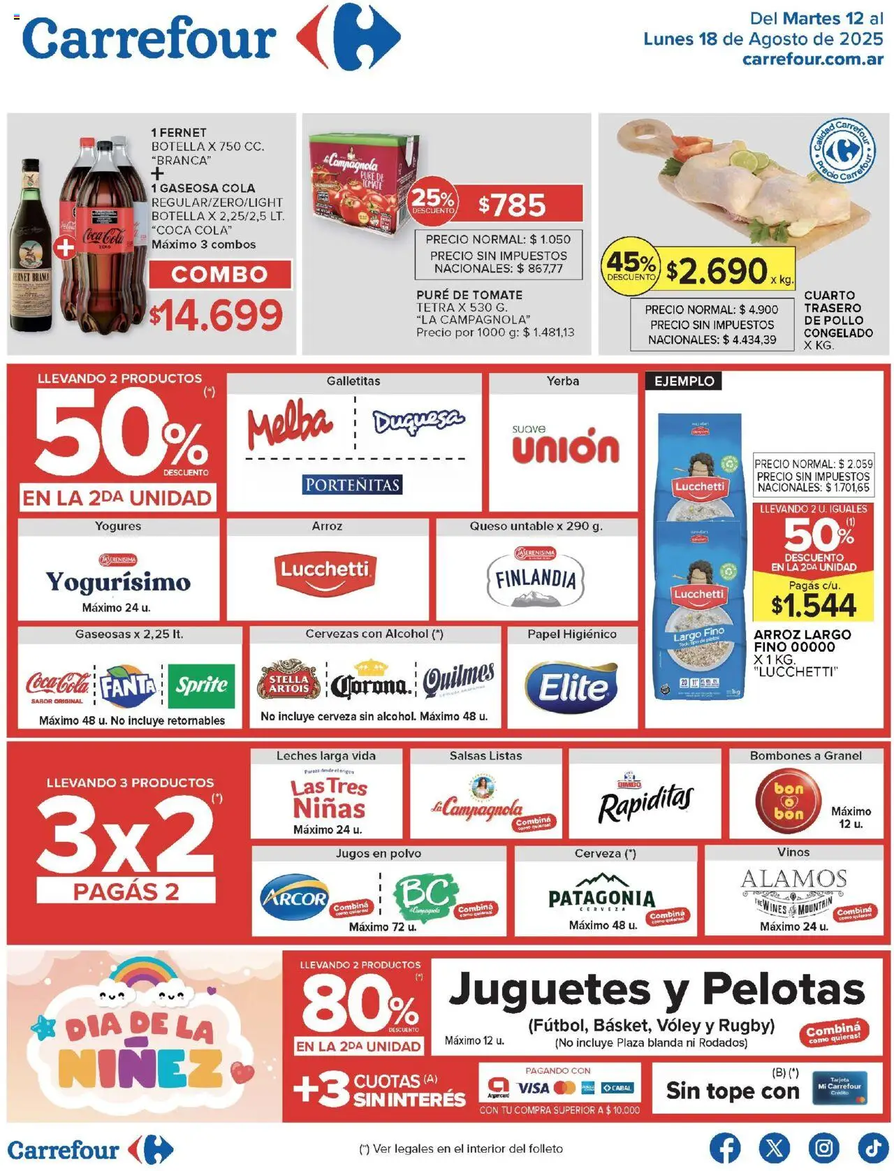 Carrefour ofertas │ válido desde el 12.08.2025 | Página: 1 | Productos: Bombones, Fernet, Gaseosa, Pure de Tomate