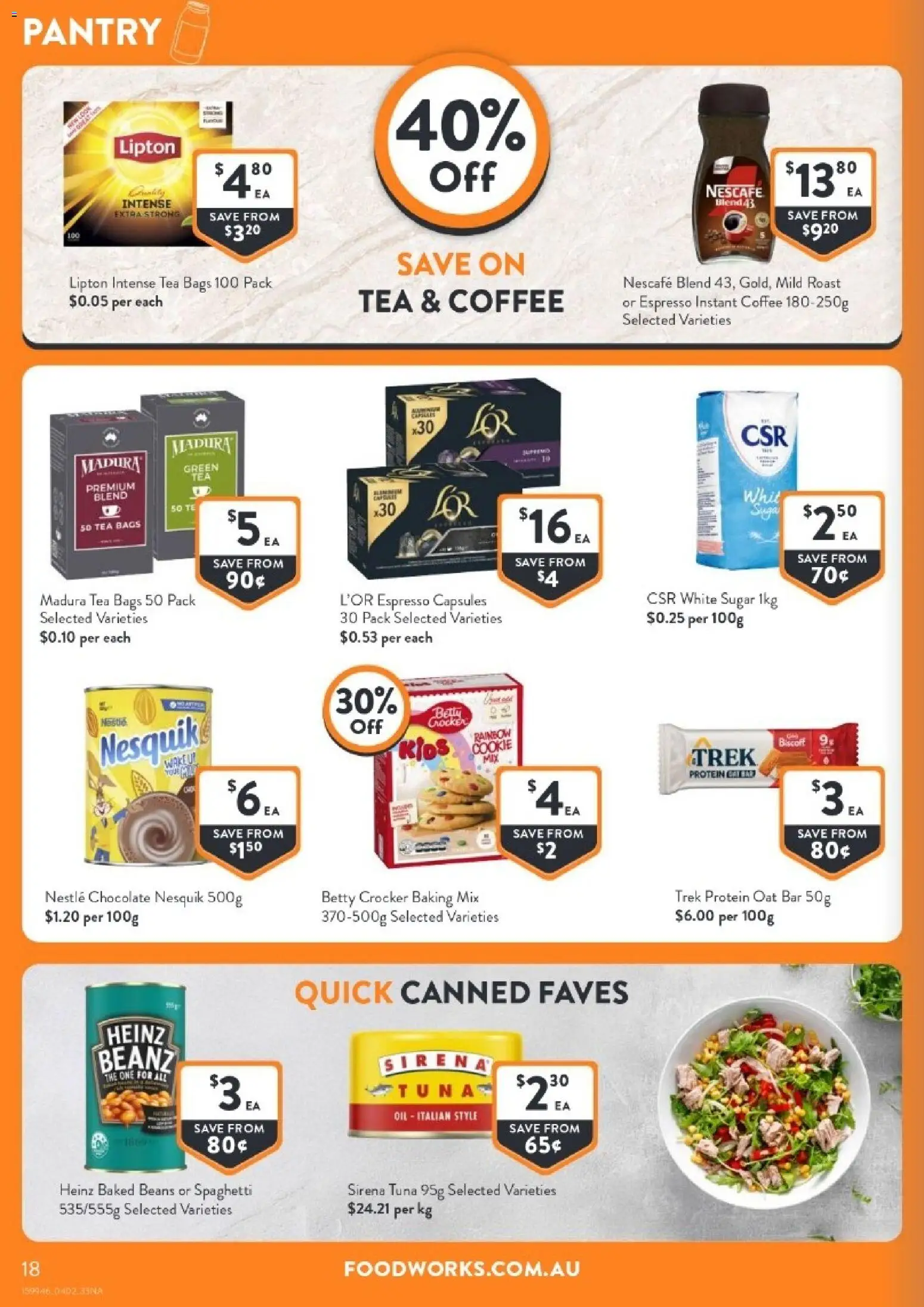Foodworks catalogue - valid from 04.02.2026 | Page: 18 | Products: Chocolate, Tea, Sugar, Nescafe