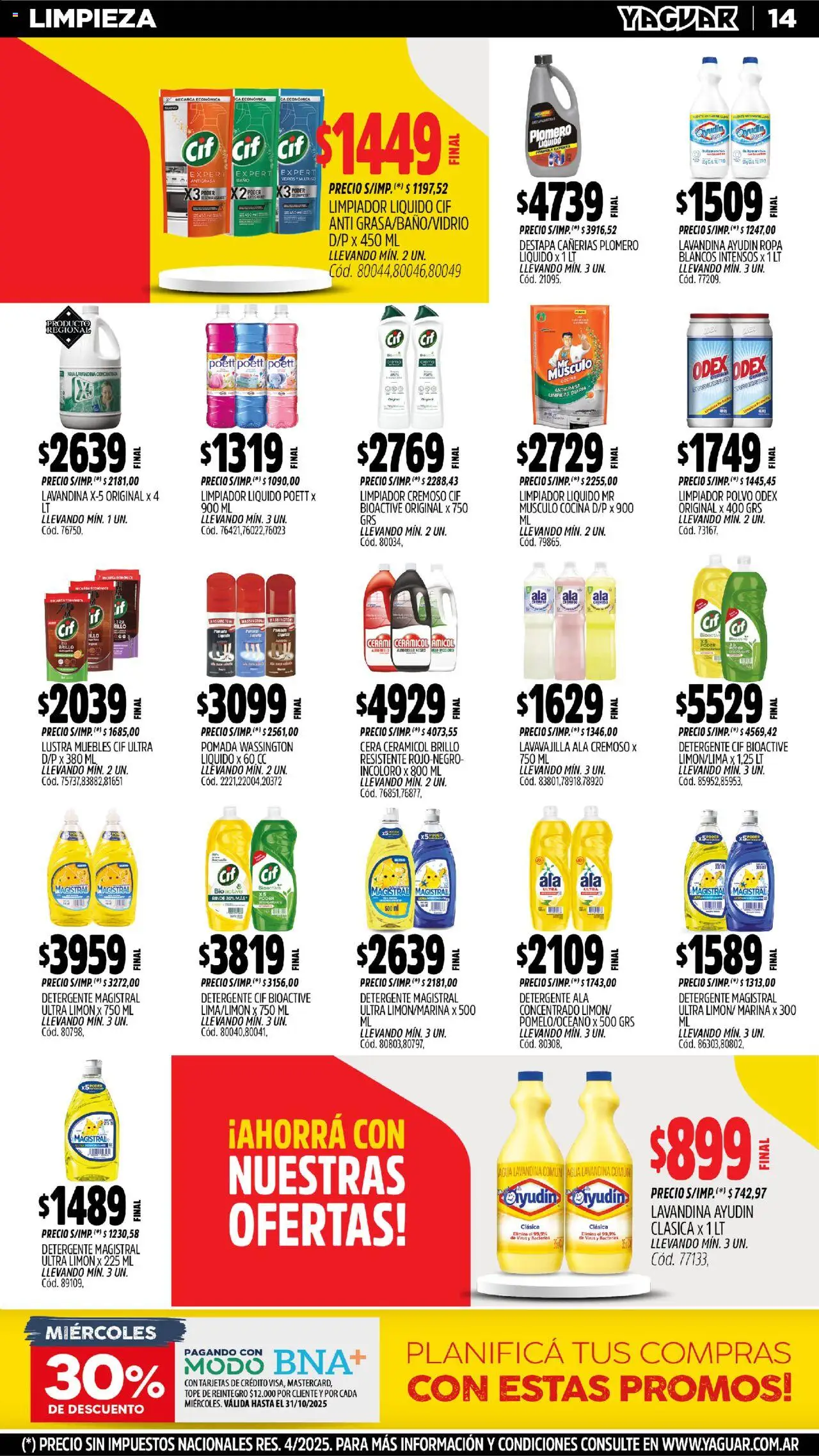 Yaguar - Mendoza │ válido desde el 20.10.2025 | Página: 13 | Productos: Cocina, Agua, Ropa, Cera