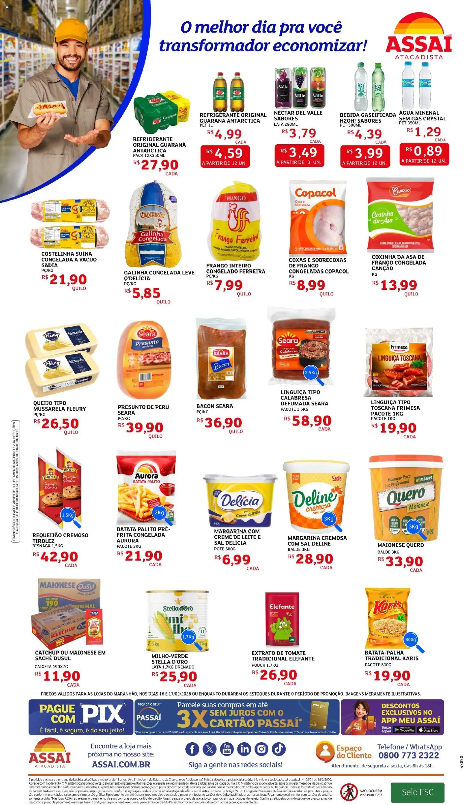 Assaí Atacadista Folheto - válido de 16.02.2026 | Página: 2 | Produtos: Creme, Refrigerante, Telefone, Requeijão