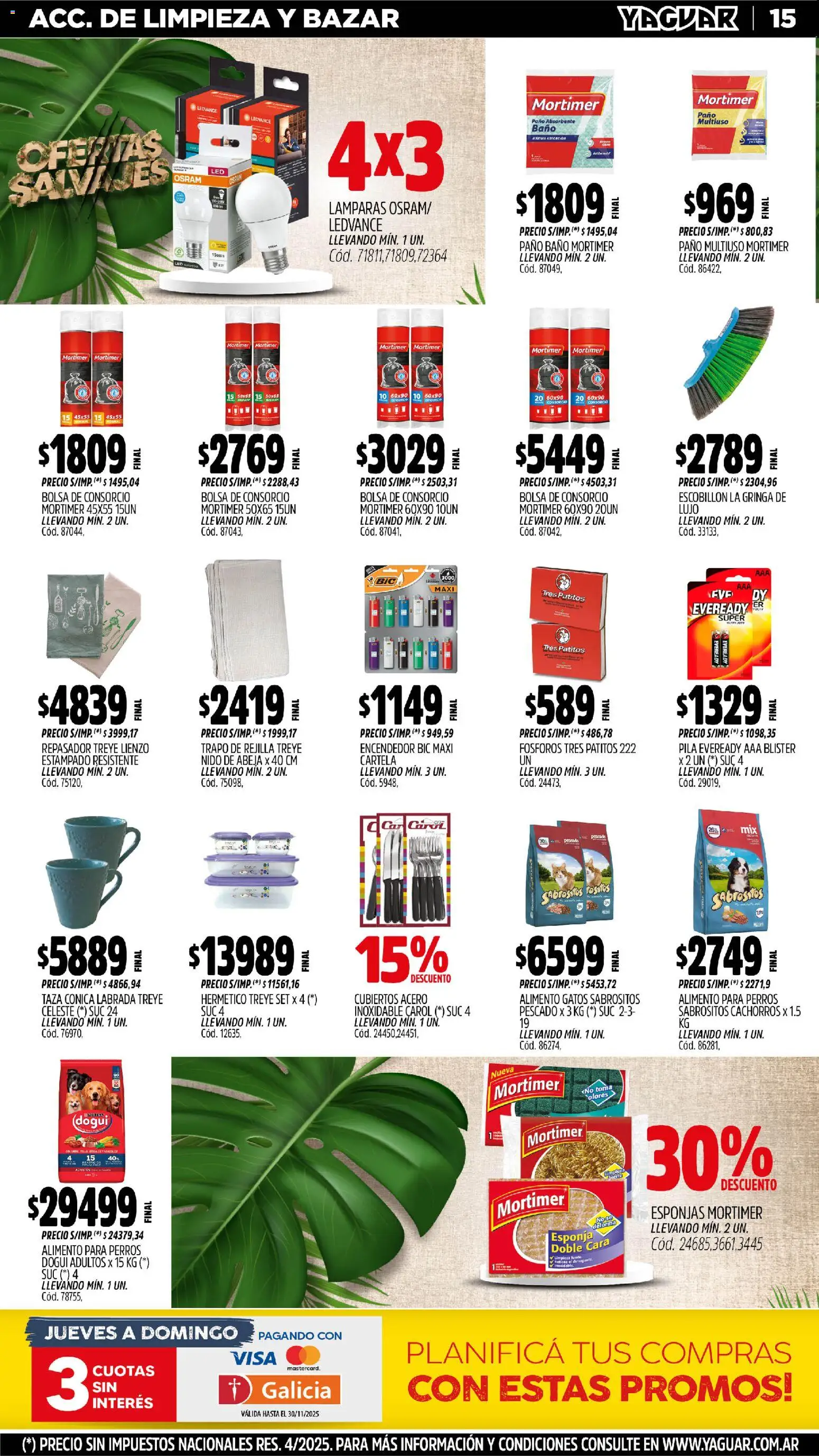 Yaguar - Parque Chacabuco │ válido desde el 03.11.2025 | Página: 17 | Productos: Fósforos, Pila, Bolsa, Rejilla