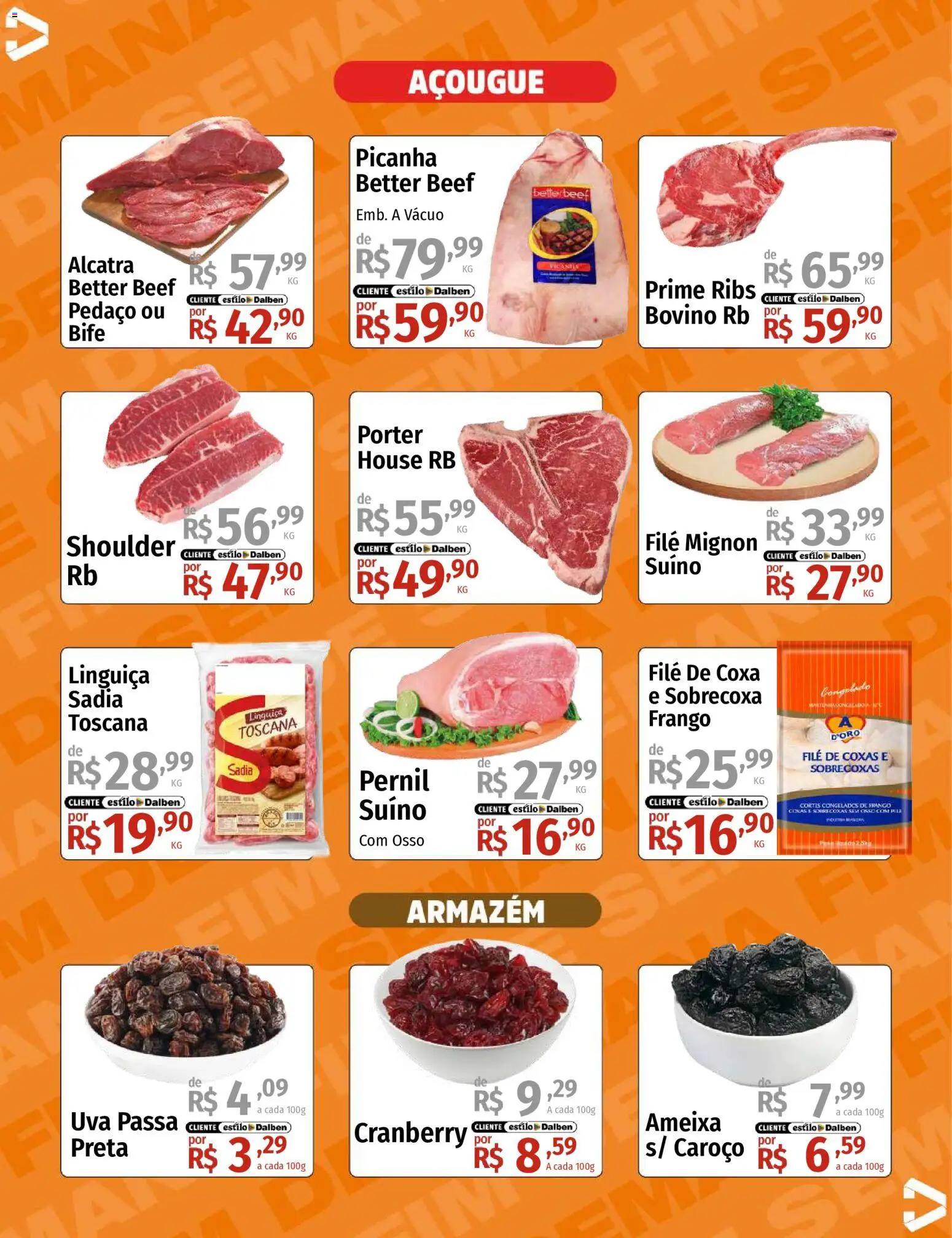 Supermercado Dalben Folheto - válido de 31.10.2025 | Página: 4 | Produtos: Alcatra, Filé mignon, Uva passa, Ameixa