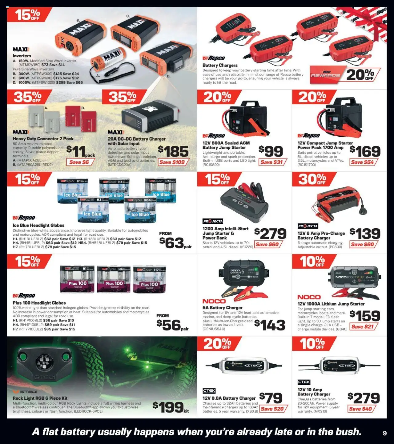 Repco catalogue - valid from 27.08.2025 | Page: 9 | Products: Battery, Charger, Light, Usb