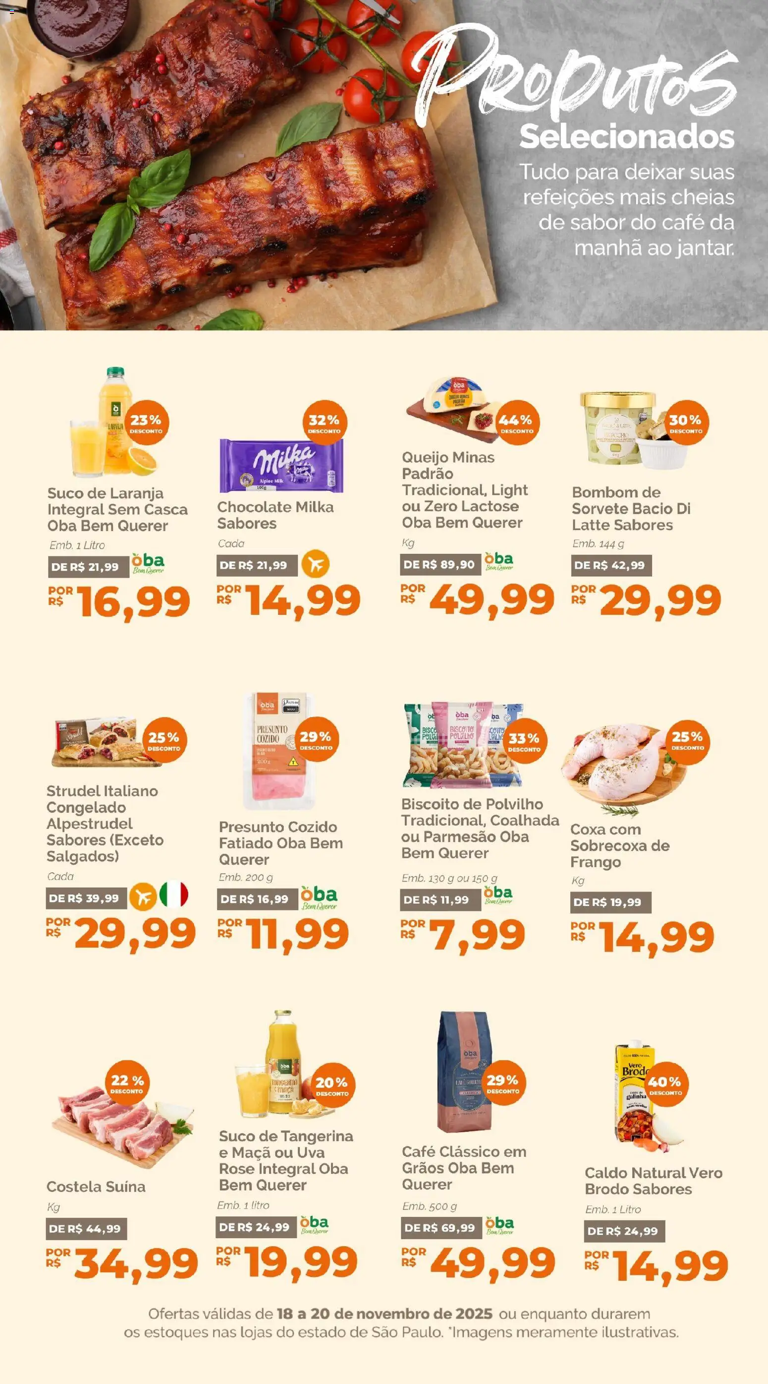 Oba Hortifruti Folheto - válido de 18.11.2025 | Página: 5 | Produtos: Queijo, Chocolate, Suco, Parmesão