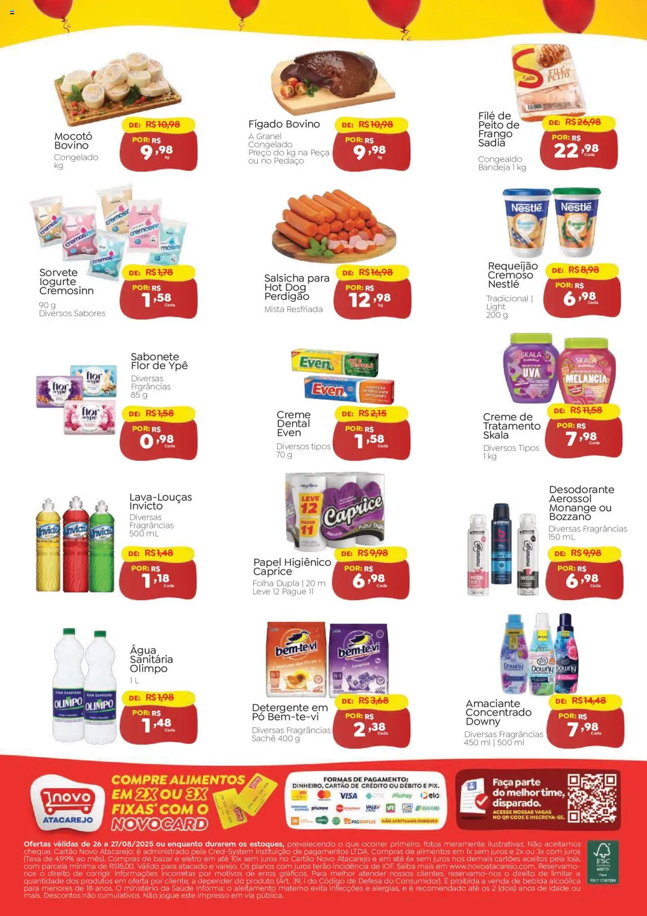 Novo Atacarejo Folheto - válido de 26.08.2025 | Página: 2 | Produtos: Melancia, Pó, Bandeja, Requeijão