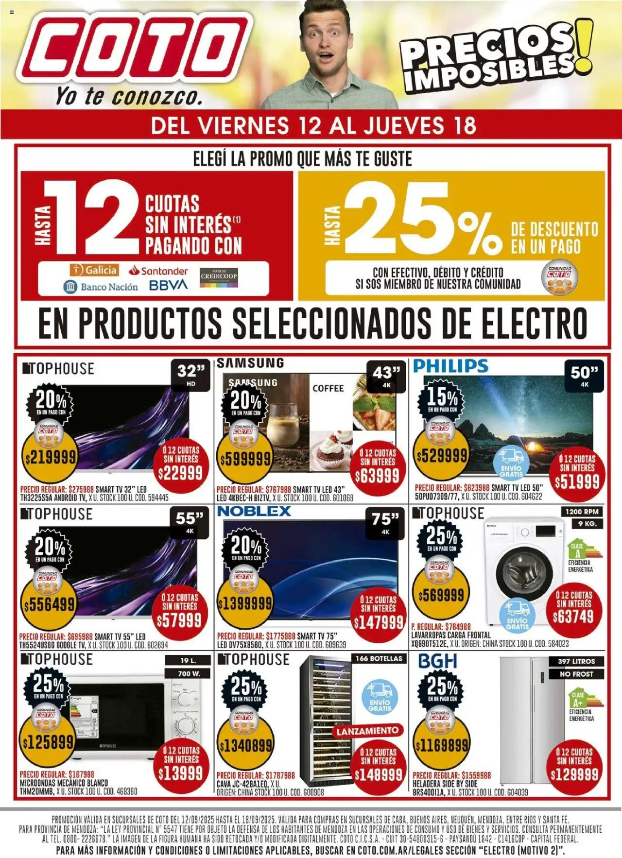Coto - Electro B │ válido desde el 12.09.2025 | Página: 1 | Productos: Banco, Heladera, Microondas, Cava