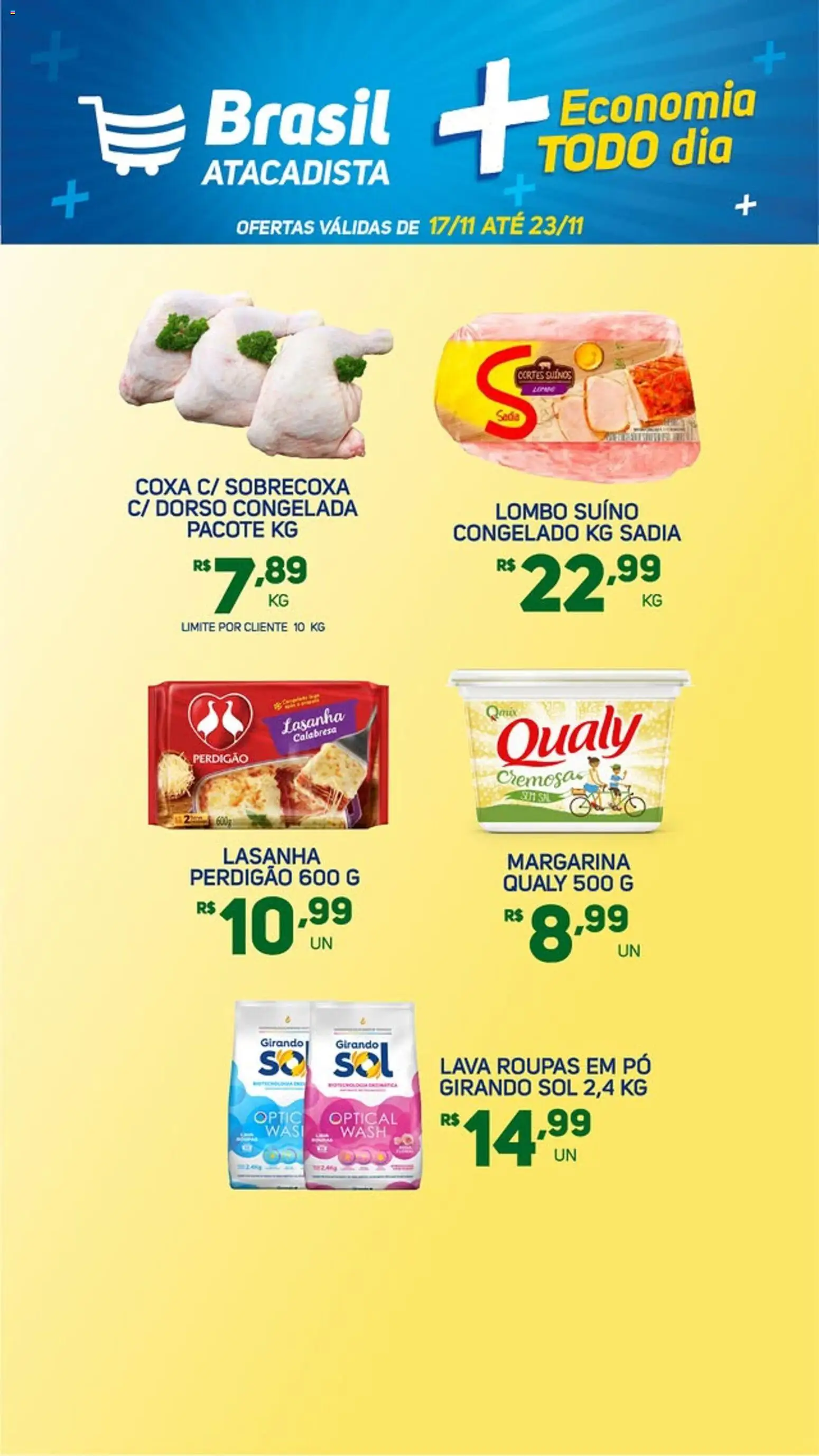 Brasil Atacadista Folheto - válido de 17.11.2025 | Página: 1 | Produtos: Lombo, Girando sol, Lasanha, Margarina