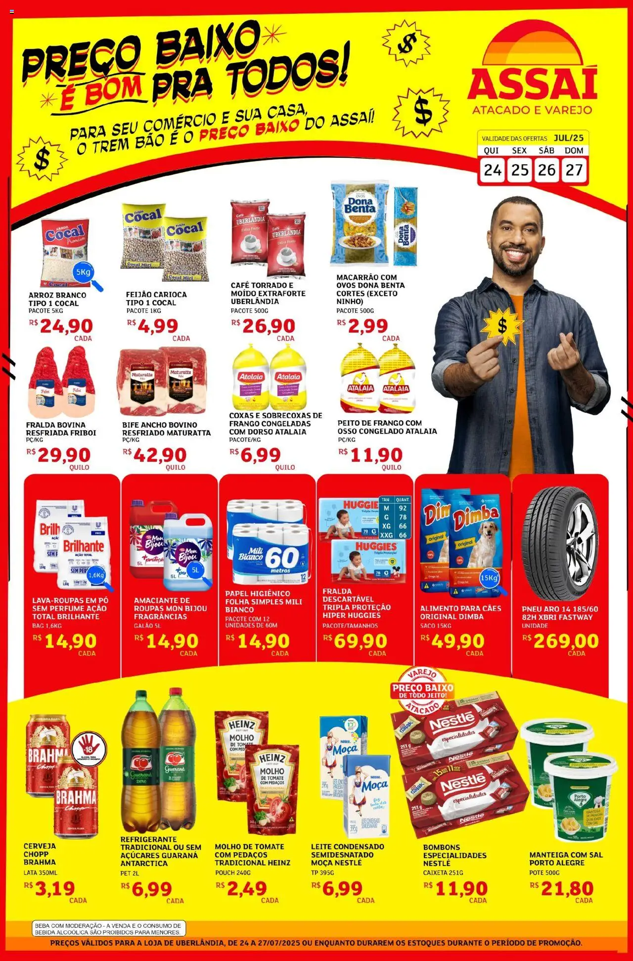 Assaí Atacadista Folheto - válido de 24.07.2025 | Página: 1 | Produtos: Manteiga, Café, Frango, Leite condensado