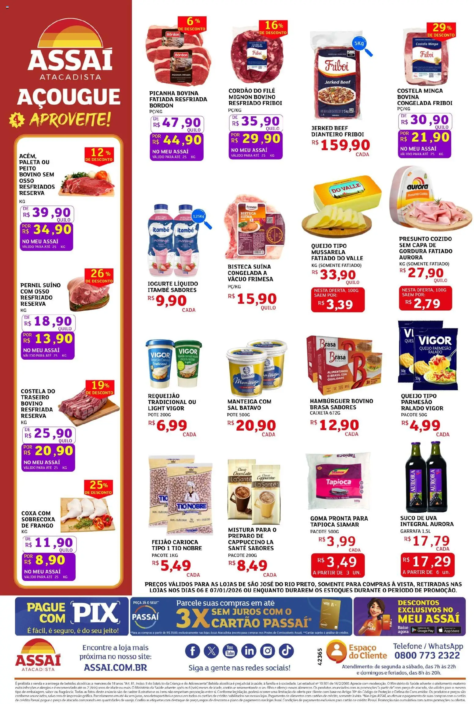 Assaí Atacadista Folheto - válido de 06.01.2026 | Página: 2 | Produtos: Picanha, Presunto, Pneus, Frango