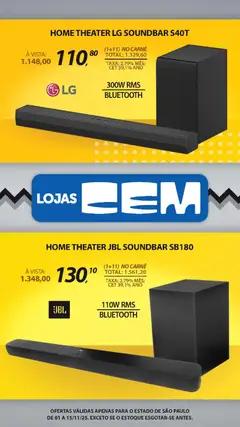 Lojas Cem - Ofertas atuais - Pré-Visualização do folheto da loja Lojas Cem, válido de 01.11.2025 | Página: 64 | Produtos: Soundbar, Carne