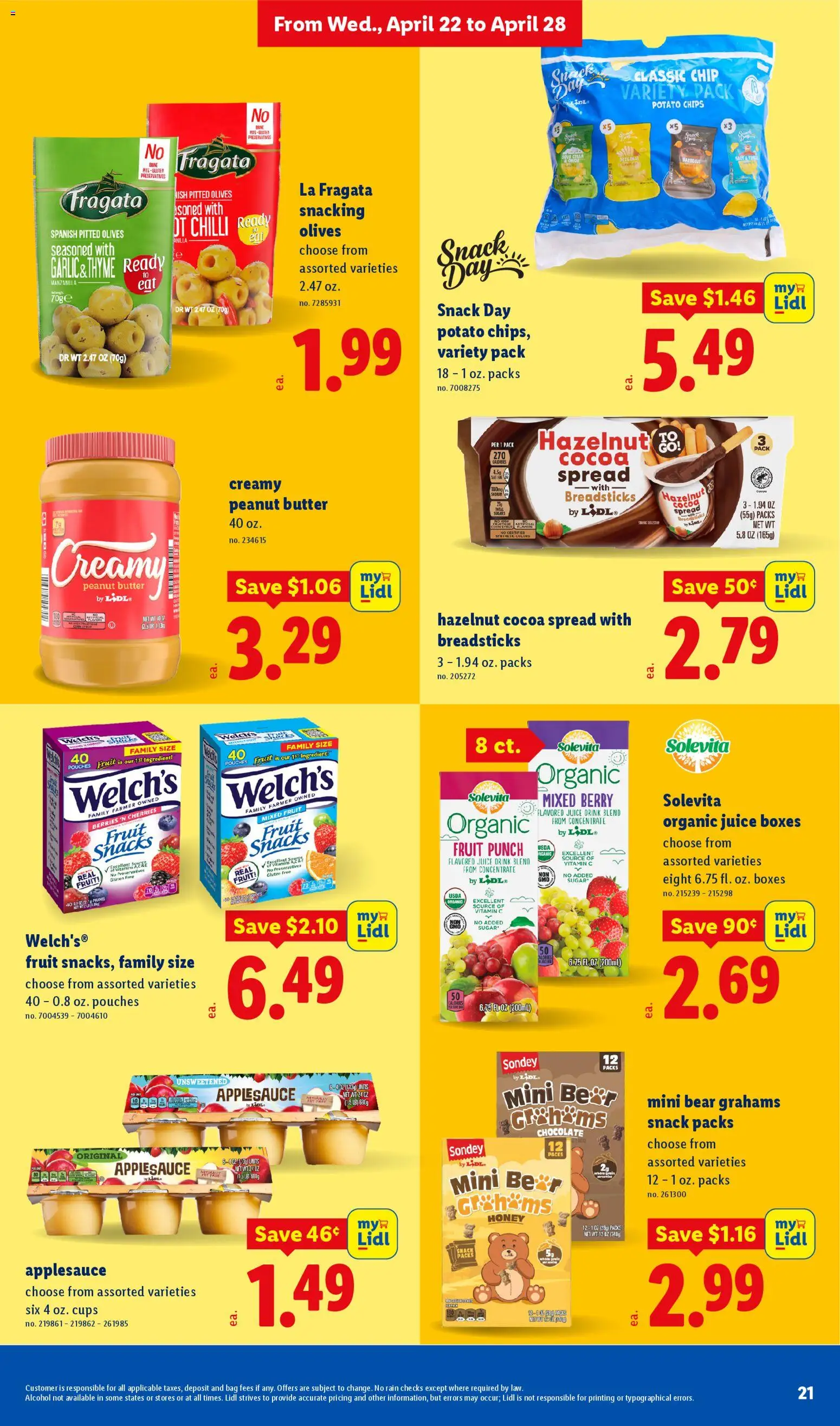 Lidl Weekly Ad - valid from 22.04.2026 | Page: 21 | Products: Chocolate, Chips, Chilli, Bag