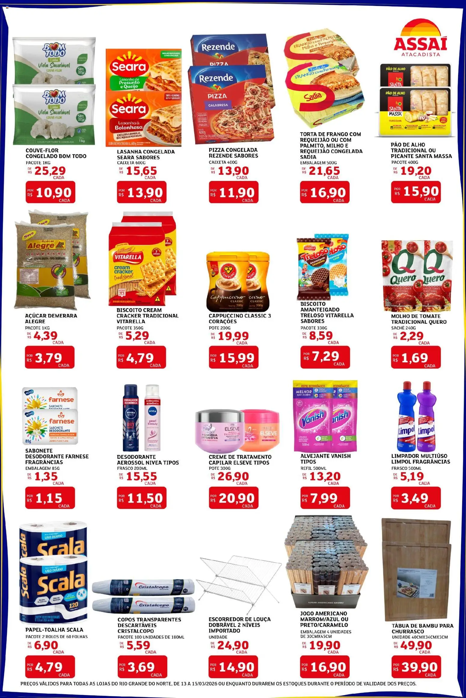 Assaí Atacadista Folheto - válido de 13.03.2026 | Página: 2 | Produtos: Escorredor, Cloro, Creme, Tábua