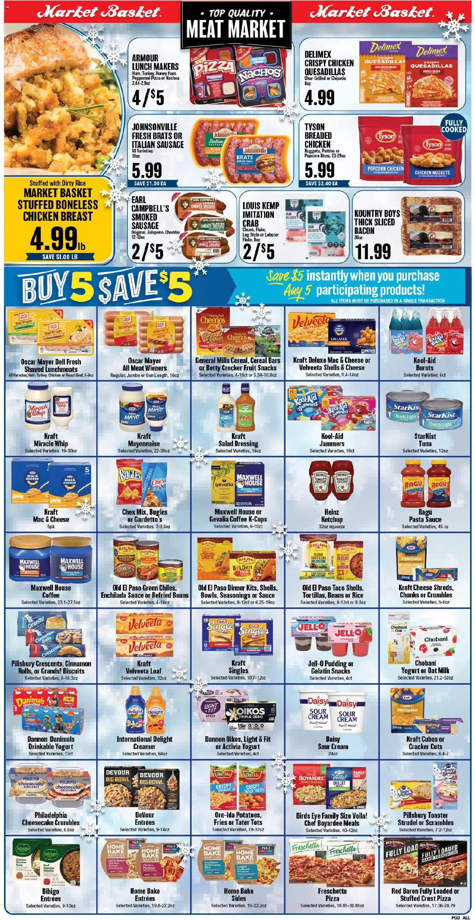 Market Basket Weekly Ad - valid from 07.01.2026 | Page: 3 | Products: Toaster, Pizza, Cream, Mayonnaise